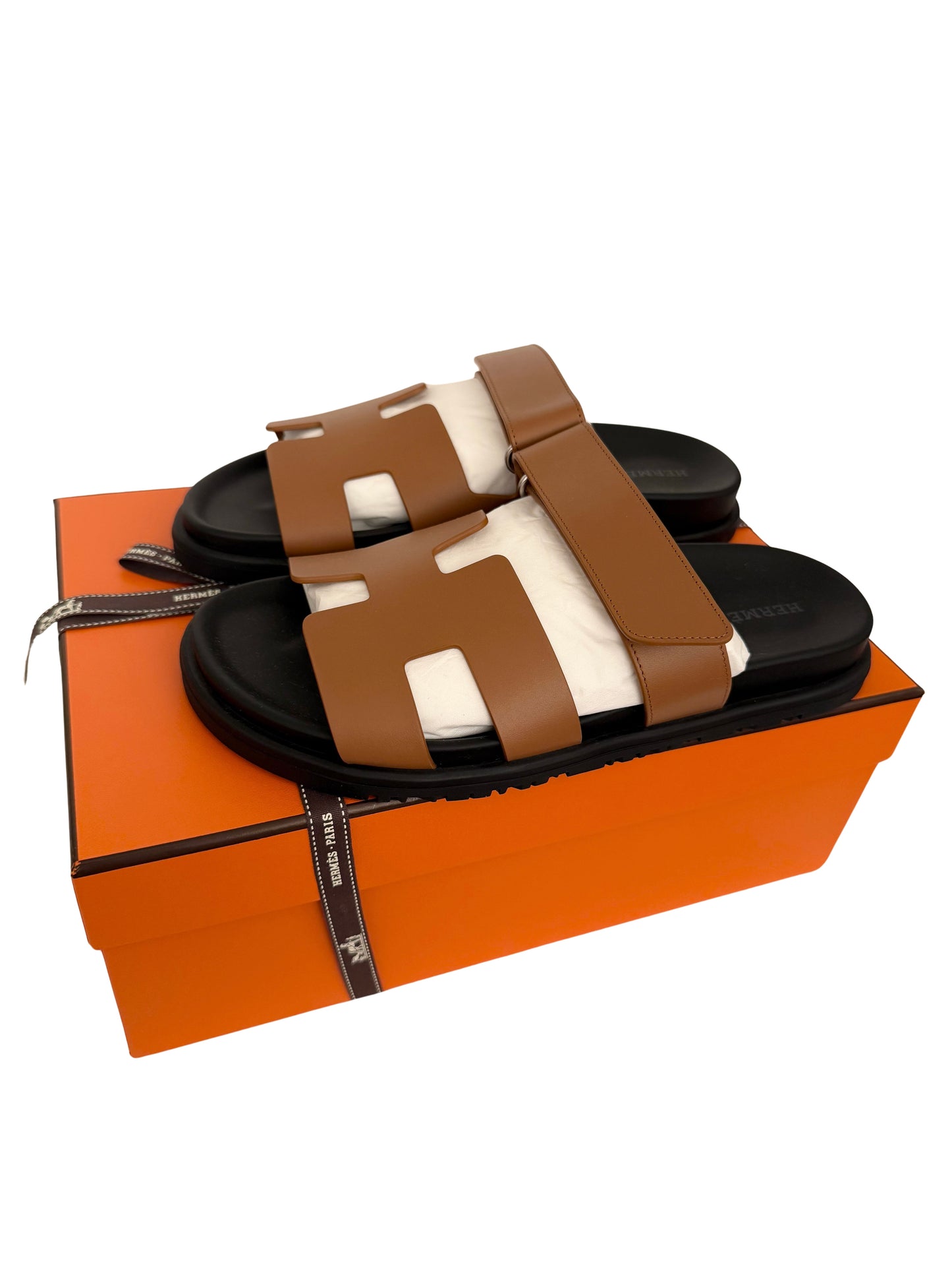 Hermes Chypre Sandals Size 37.5 Naturel Brown