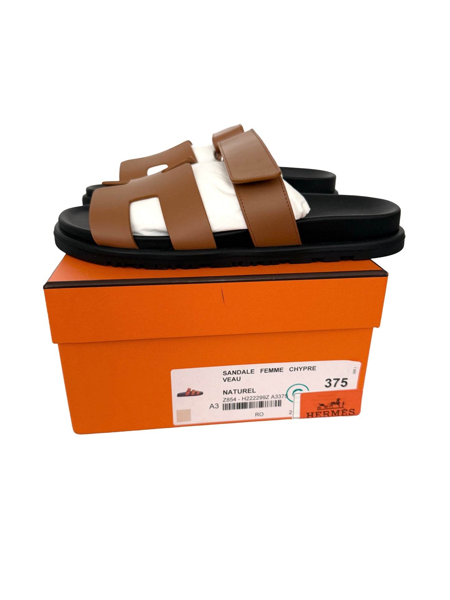 Hermes Chypre Sandals Size 37.5 Naturel Brown
