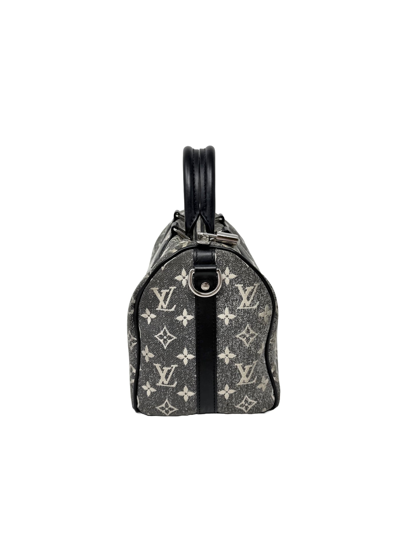 Louis Vuitton Speedy Bandouliere 25 Denim Grey Wash Black Silver