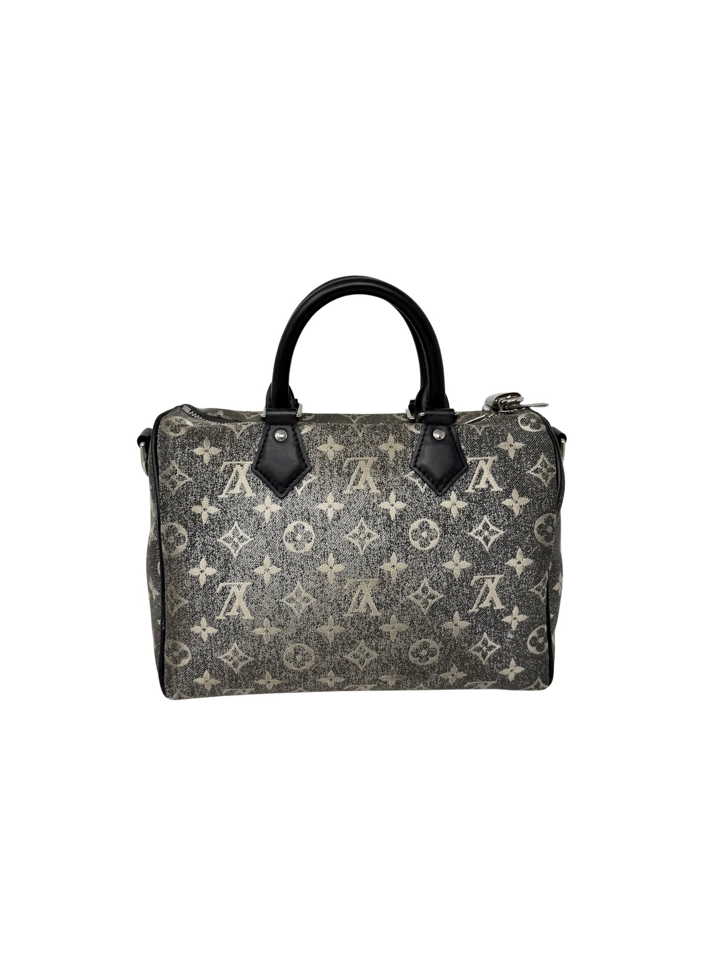 Louis Vuitton Speedy Bandouliere 25 Denim Grey Wash Black Silver
