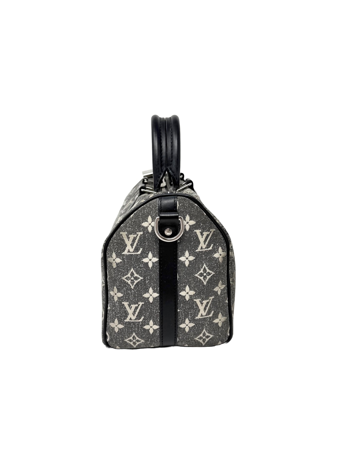 Louis Vuitton Speedy Bandouliere 25 Denim Grey Wash Black Silver