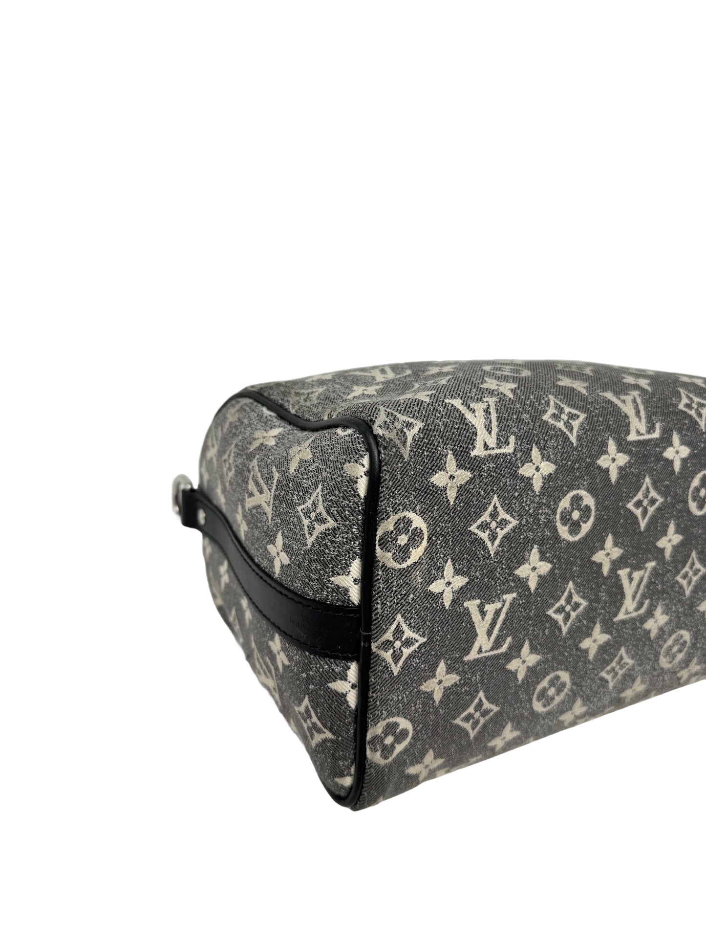 Louis Vuitton Speedy Bandouliere 25 Denim Grey Wash Black Silver