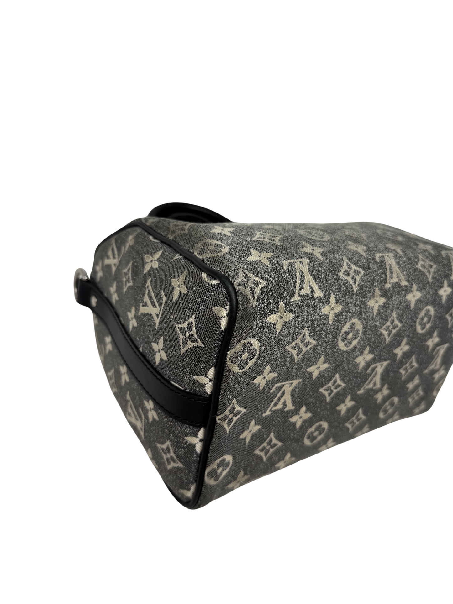 Louis Vuitton Speedy Bandouliere 25 Denim Grey Wash Black Silver