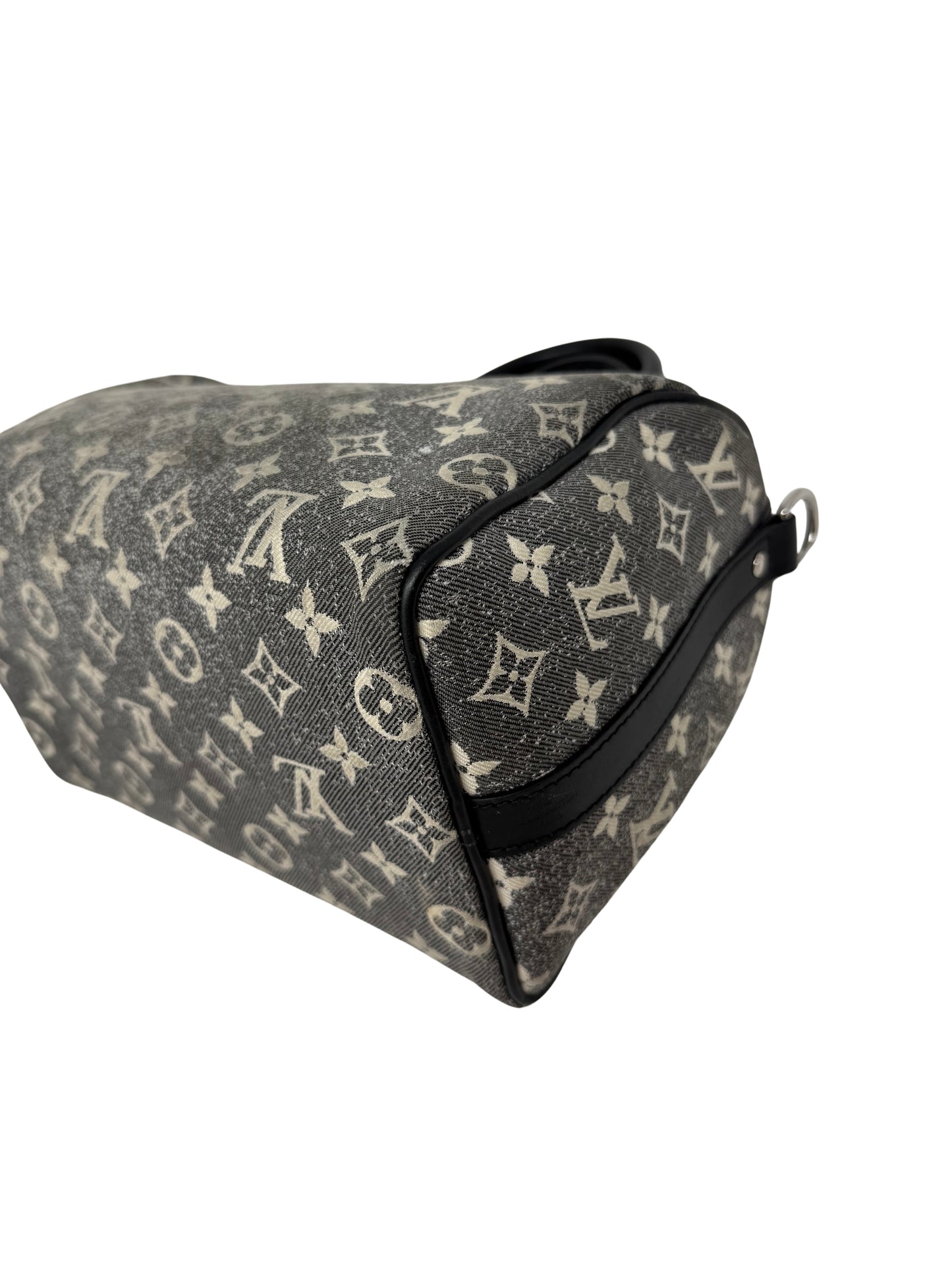 Louis Vuitton Speedy Bandouliere 25 Denim Grey Wash Black Silver