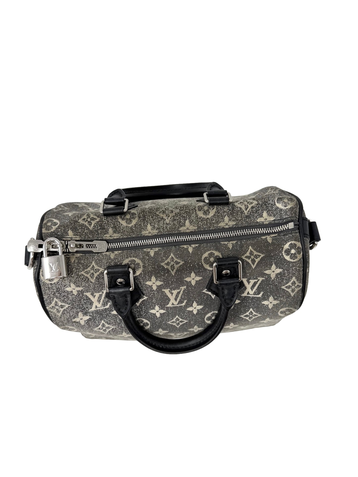 Louis Vuitton Speedy Bandouliere 25 Denim Grey Wash Black Silver