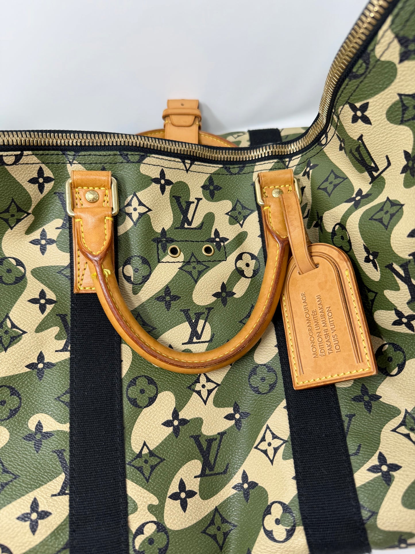 Louis Vuitton Takashi Murakami Monogramouflage Camo Keepall Bandouliere 55