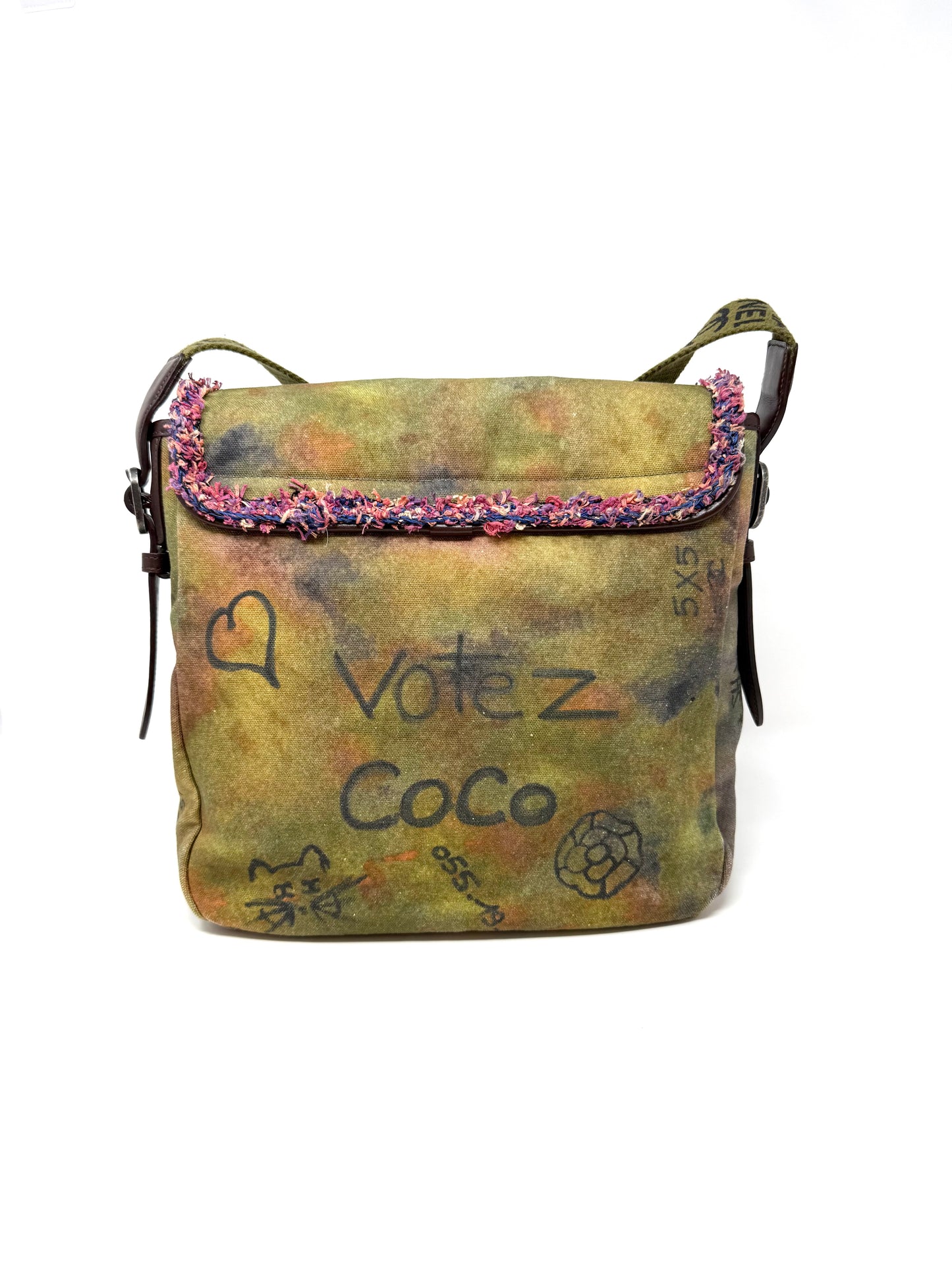 CHANEL Graffiti On The Pavements Khaki Multicolor Messenger Bag Runway