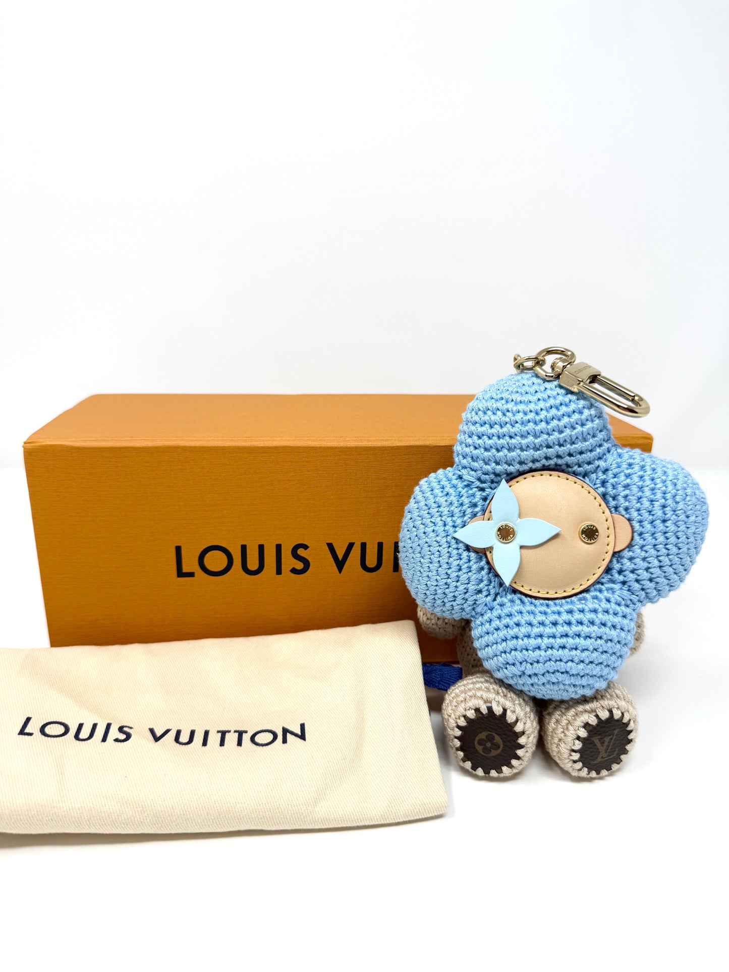 Louis Vuitton My Vivienne Crochet Bag Charm Key Holder Blue Beige