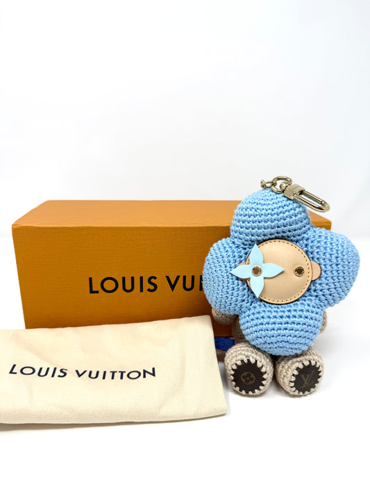 Louis Vuitton My Vivienne Crochet Bag Charm Key Holder Blue Beige