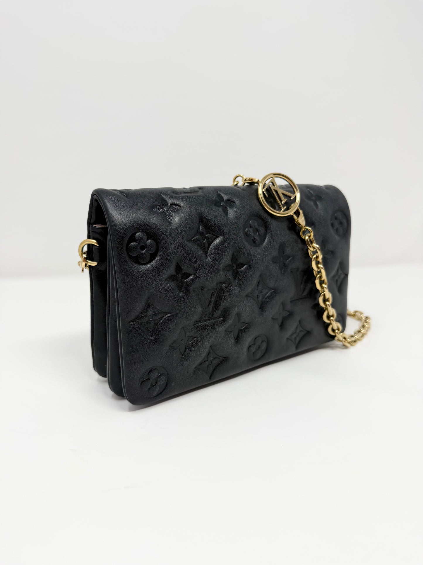 Louis Vuitton Pochette Coussin Monogram Embossed Black