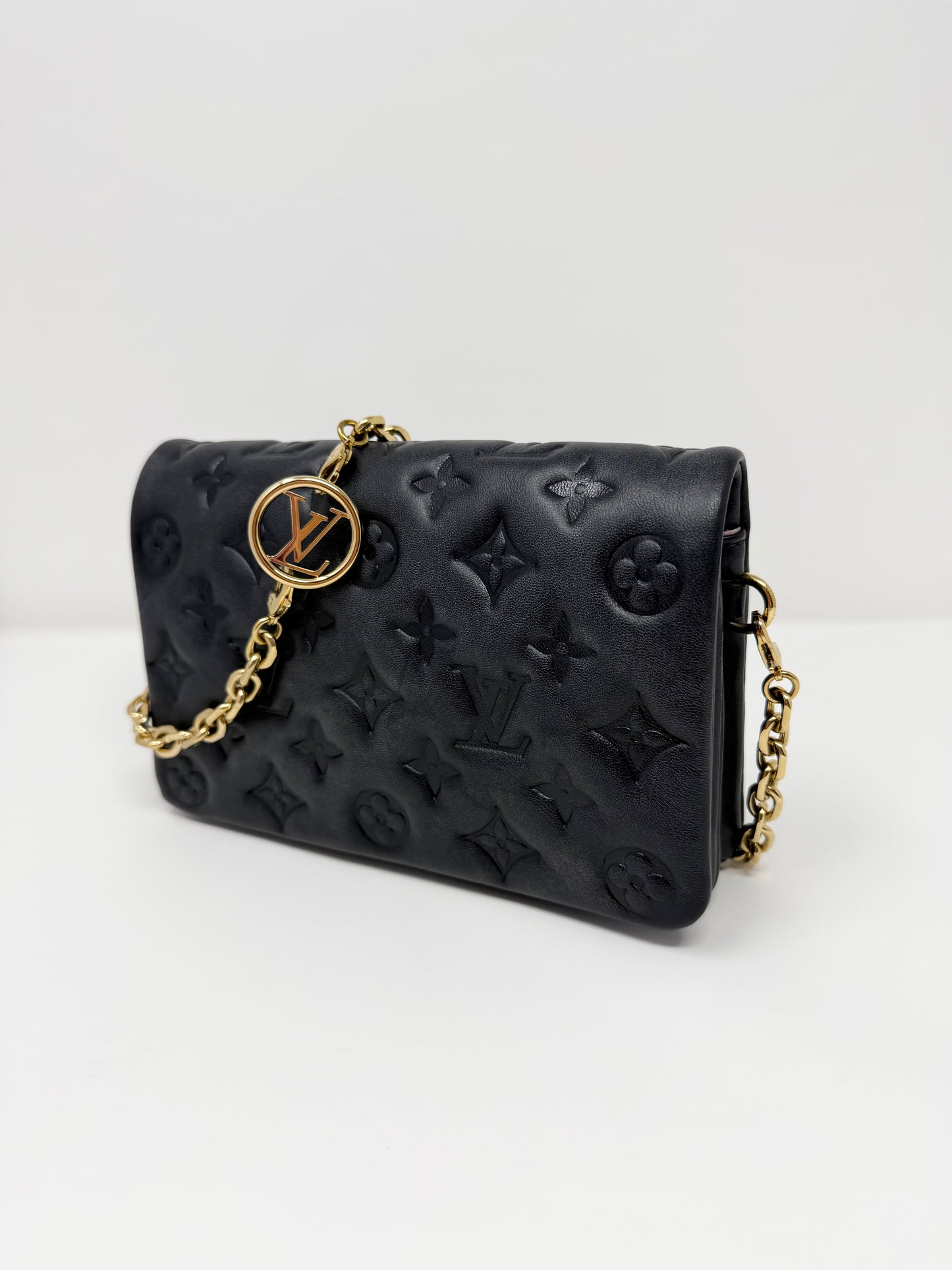 Louis Vuitton Pochette Coussin Monogram Embossed Black