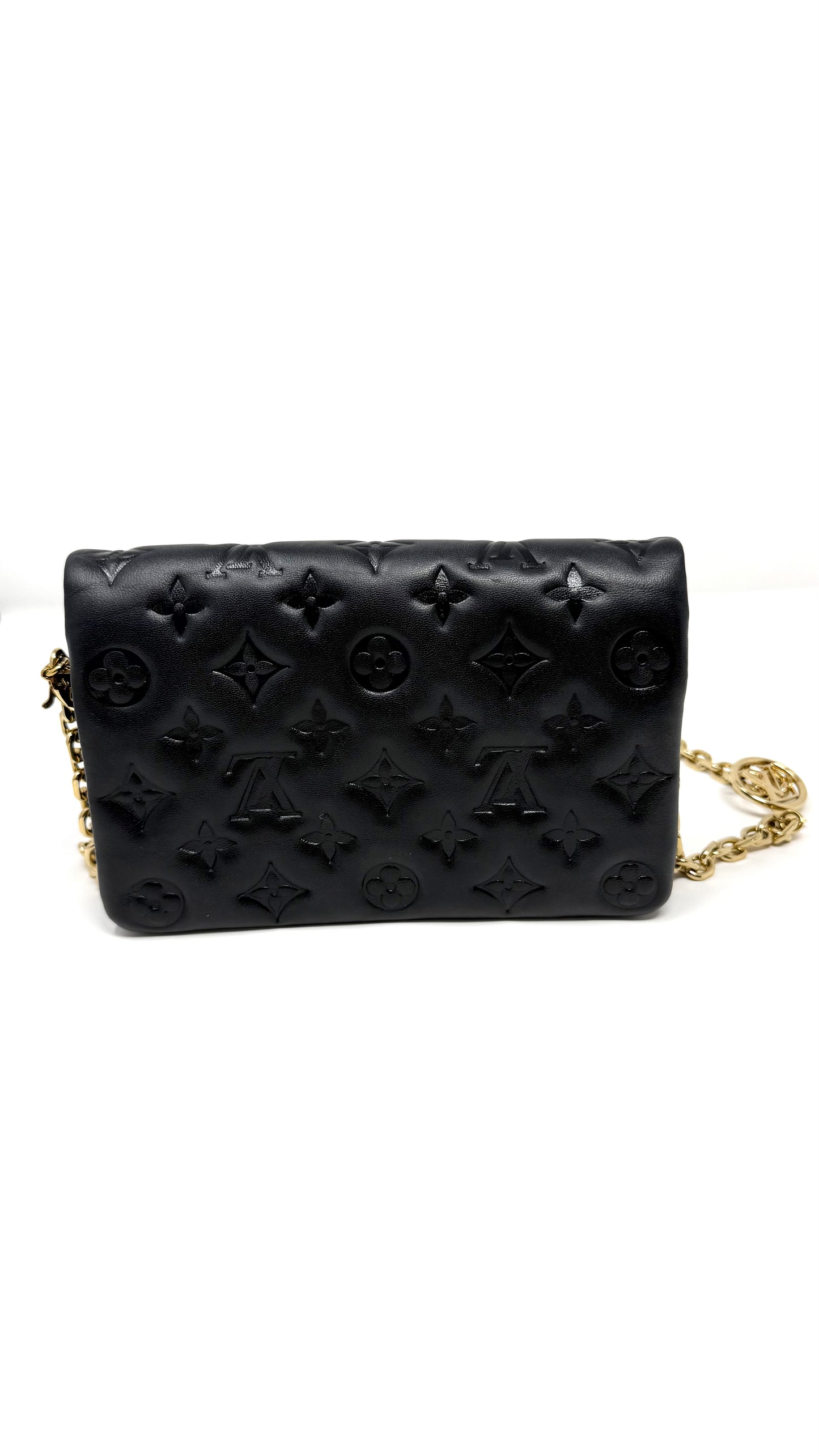 Louis Vuitton Pochette Coussin Monogram Embossed Black