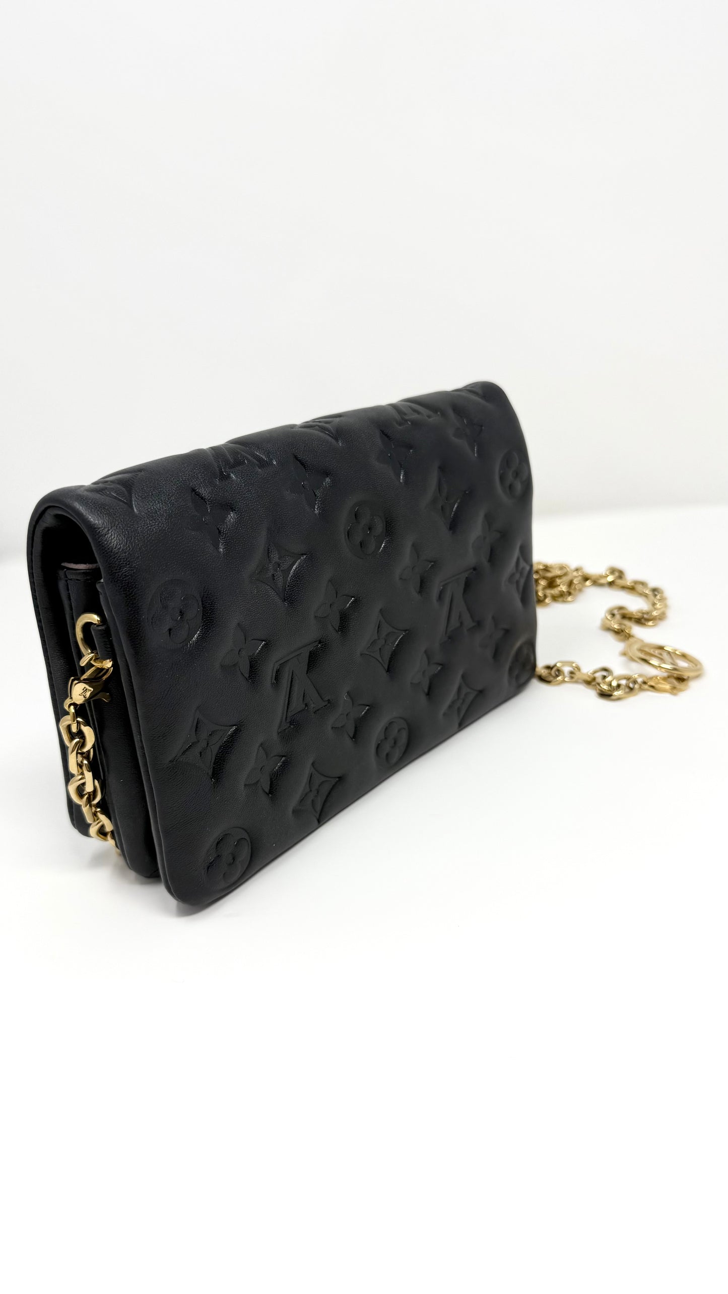 Louis Vuitton Pochette Coussin Monogram Embossed Black