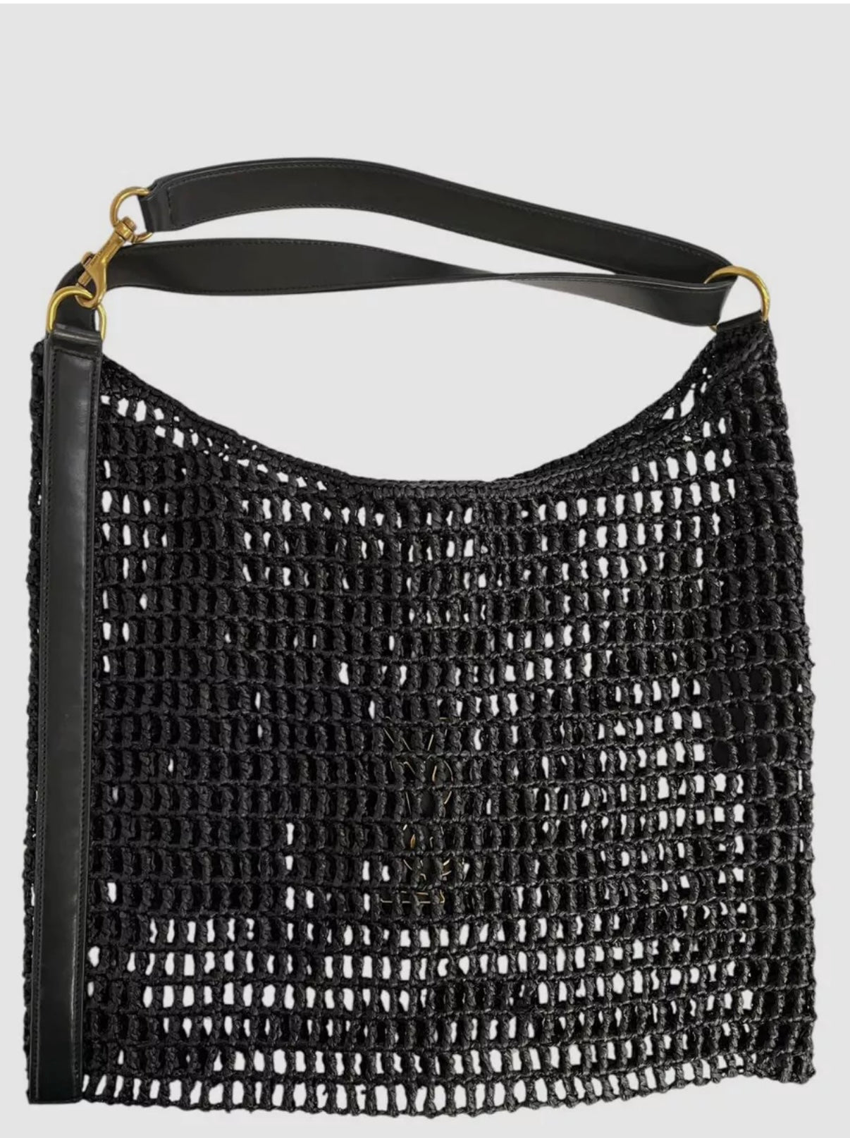 Yves Saint Laurant YSL Raffia Oxalis Tote Black