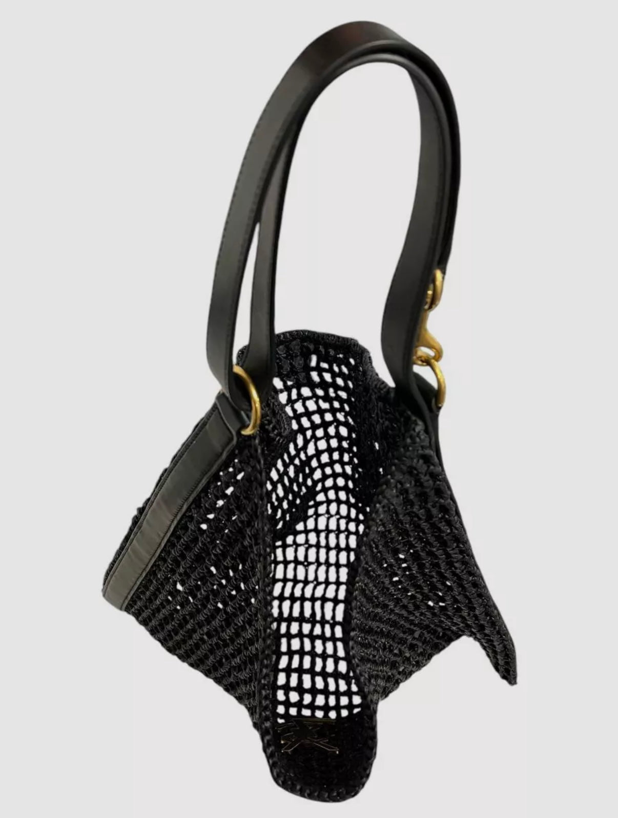 Yves Saint Laurant YSL Raffia Oxalis Tote Black