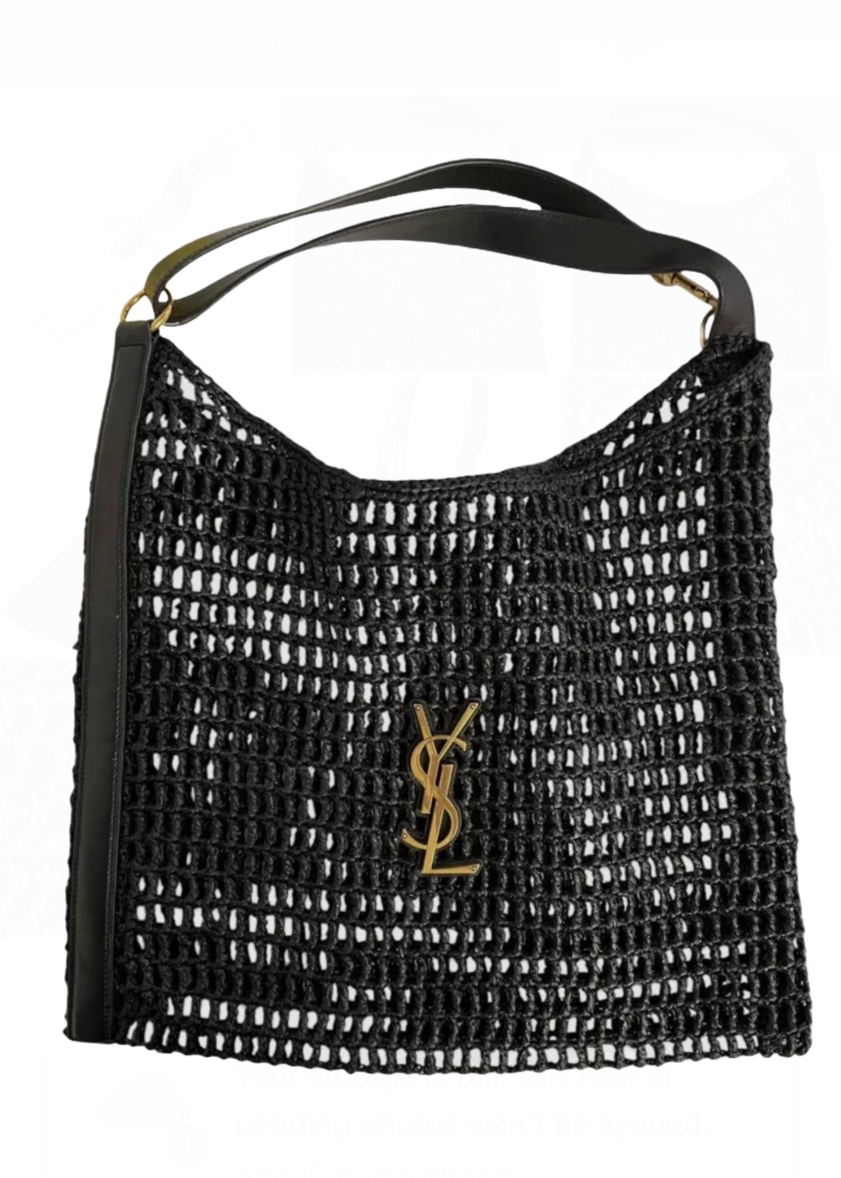 Yves Saint Laurant YSL Raffia Oxalis Tote Black