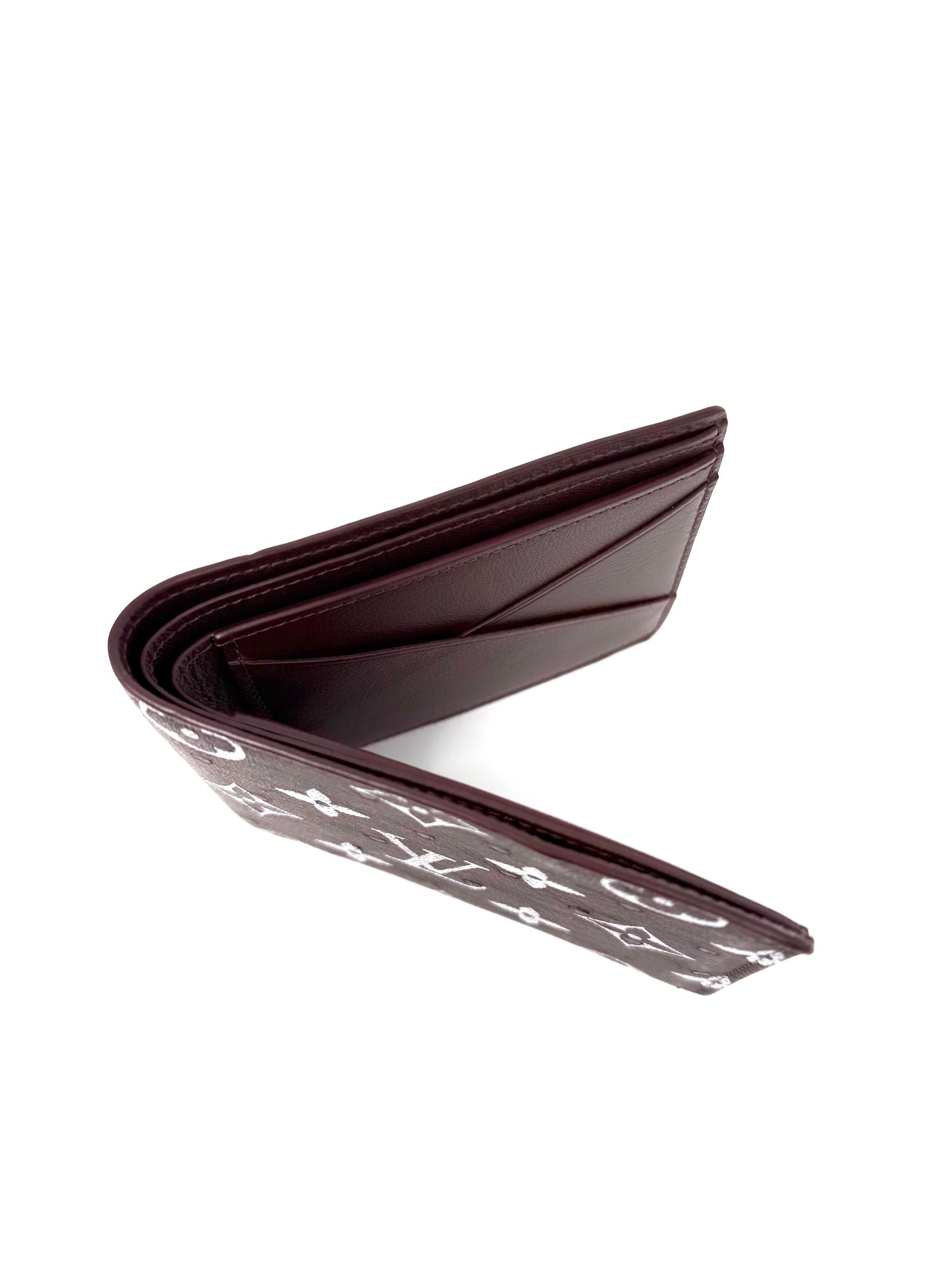 Louis Vuitton Pharrell Ostrich Bifold Wallet Card Holder Bordeaux Burgundy