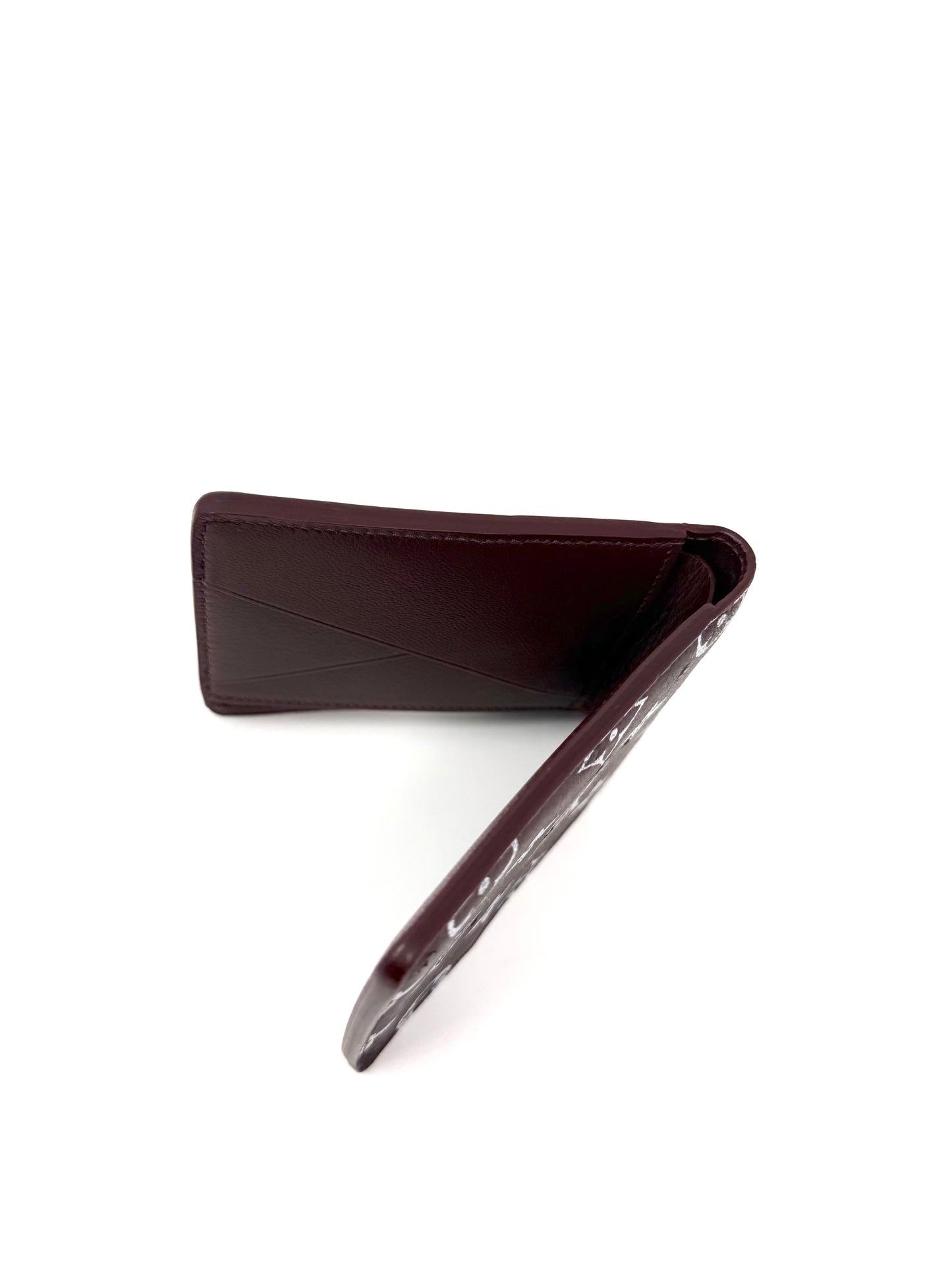 Louis Vuitton Pharrell Ostrich Bifold Wallet Card Holder Bordeaux Burgundy