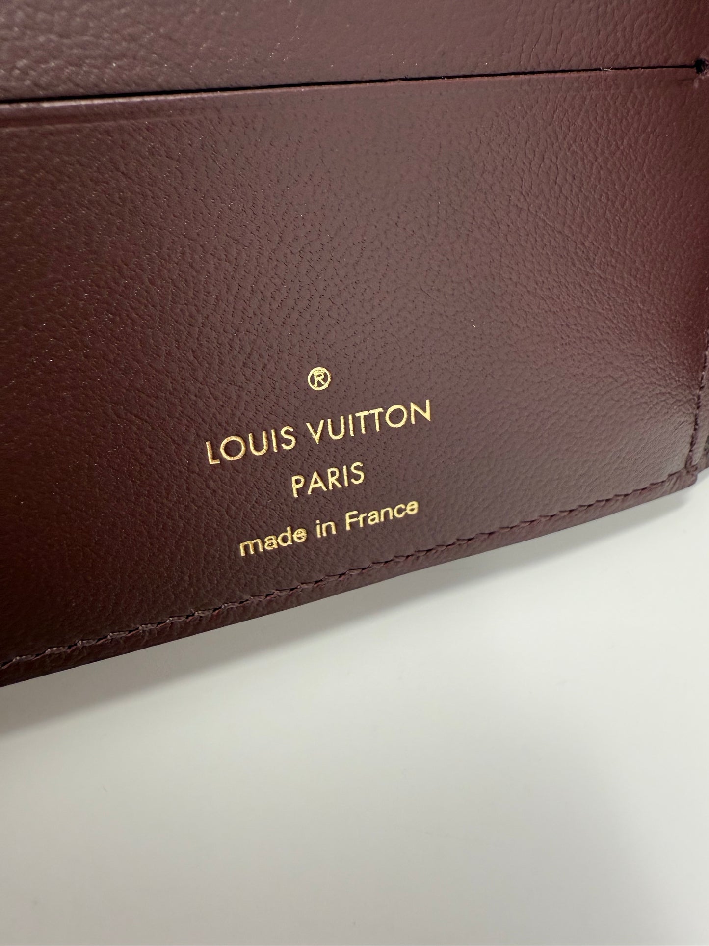 Louis Vuitton Pharrell Ostrich Bifold Wallet Card Holder Bordeaux Burgundy