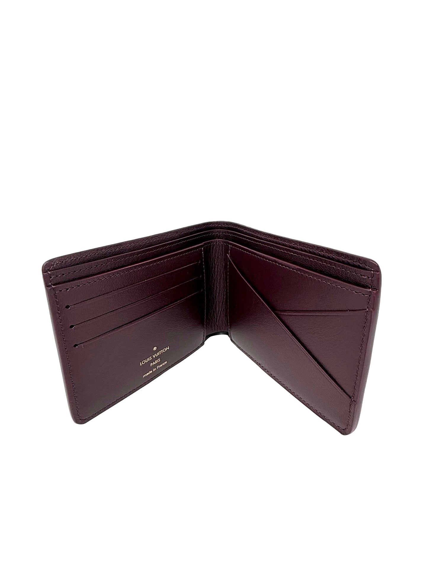 Louis Vuitton Pharrell Ostrich Bifold Wallet Card Holder Bordeaux Burgundy