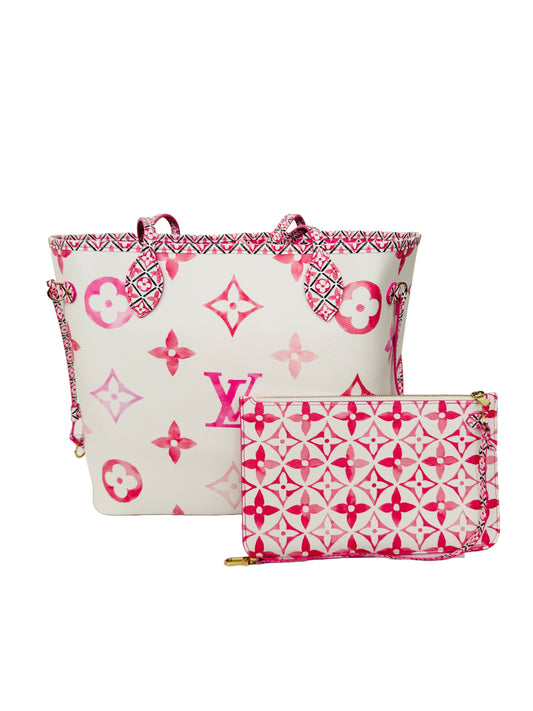 Louis Vuitton By the Pool Monogram Giant Neverfull MM Tote Rose Pink