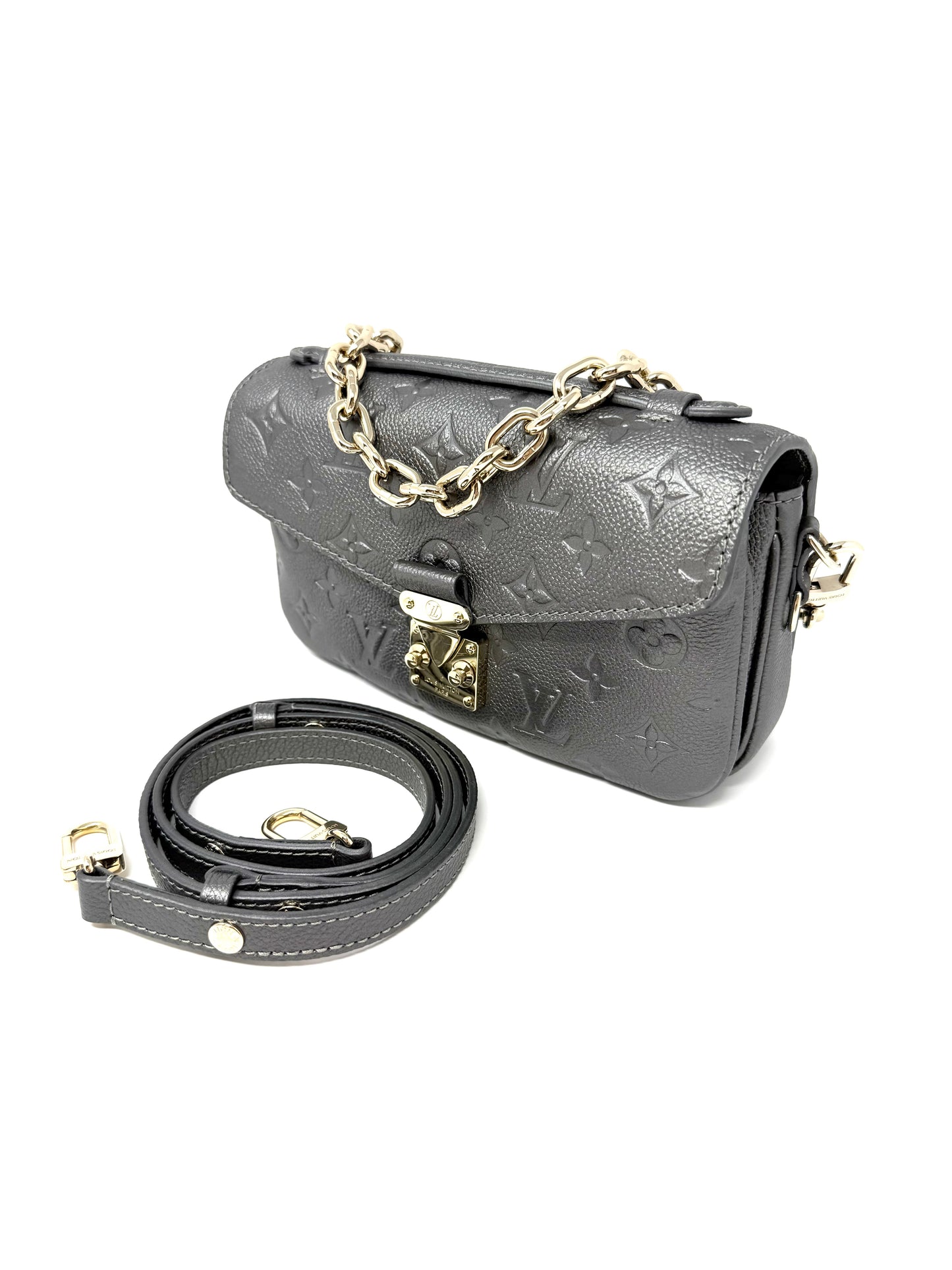 Louis Vuitton Shimmery Empreinte LV Ski Pochette Metis East West Gun Metal