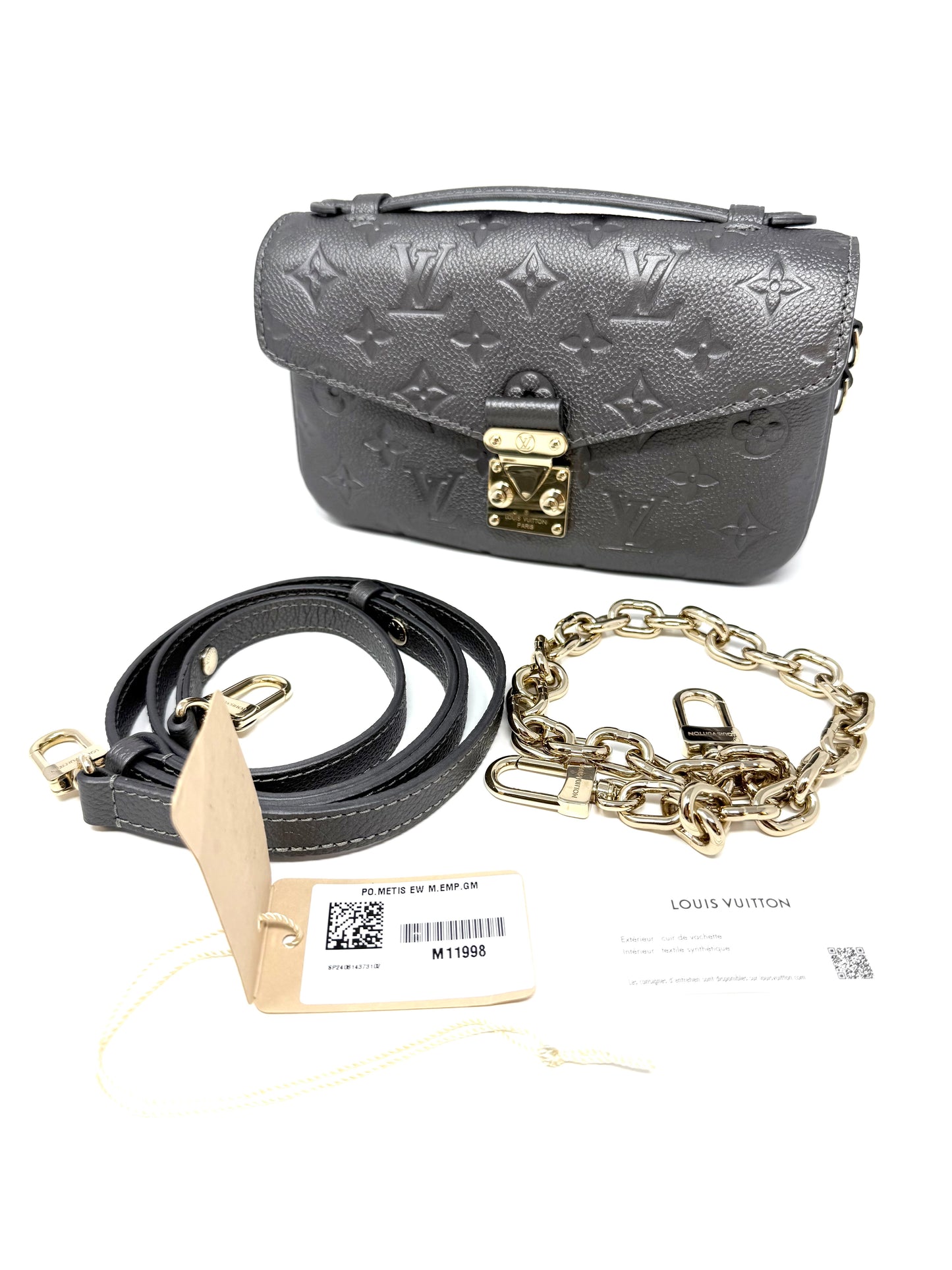 Louis Vuitton Shimmery Empreinte LV Ski Pochette Metis East West Gun Metal