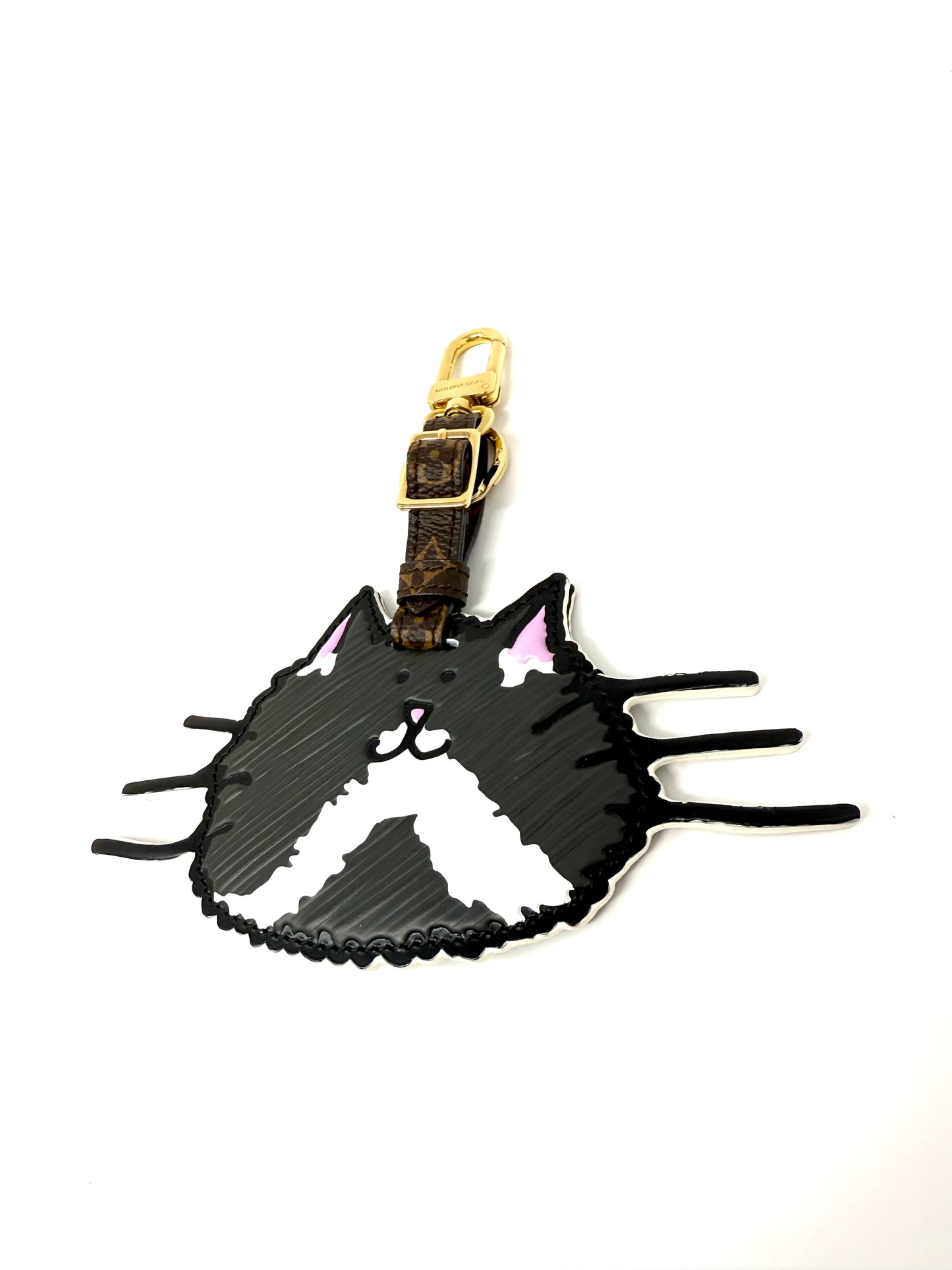 Louis Vuitton x Grace Coddington Catogram Charm Key Holder Gray Whiskers Cat