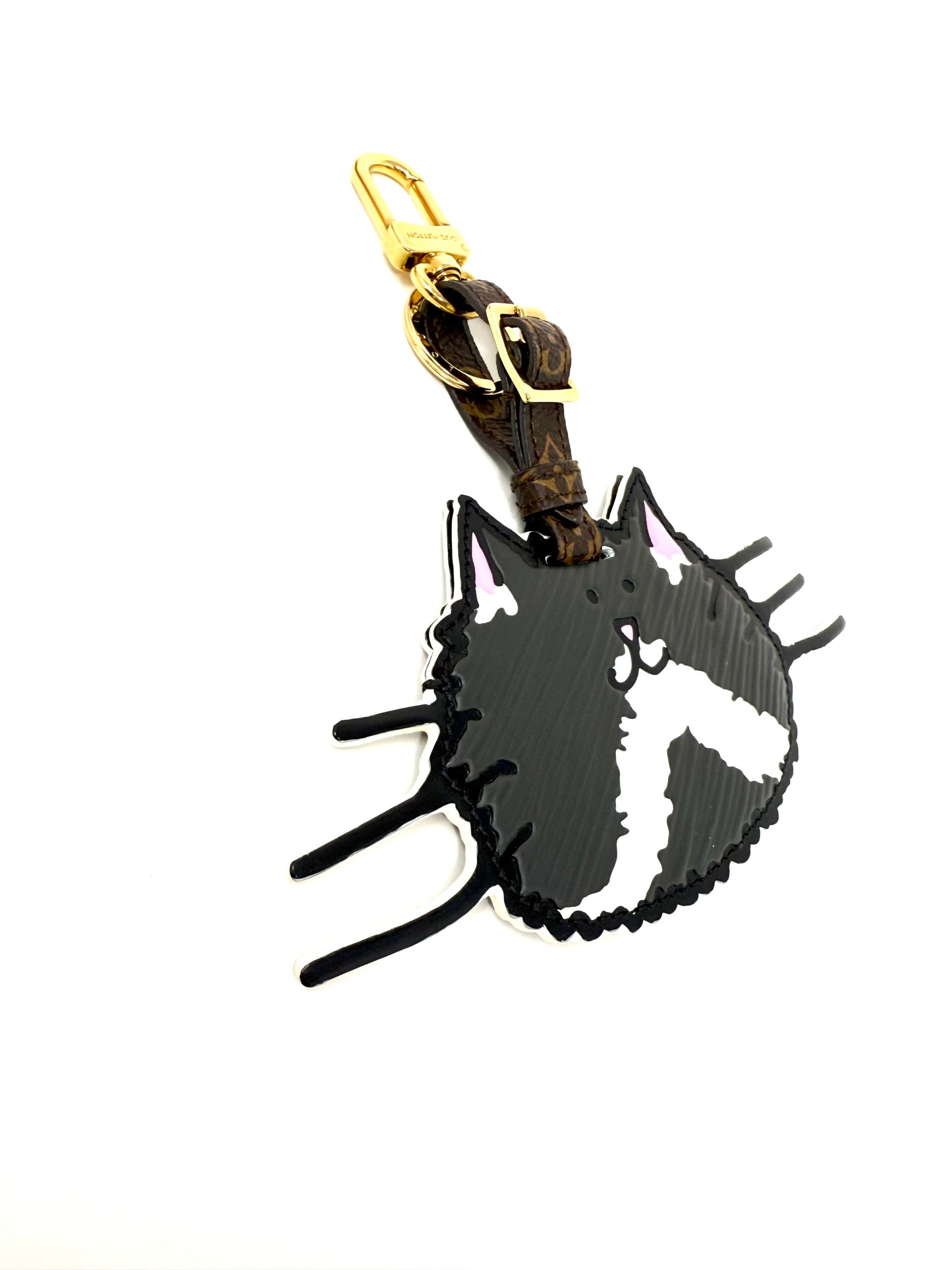 Louis Vuitton x Grace Coddington Catogram Charm Key Holder Gray Whiskers Cat