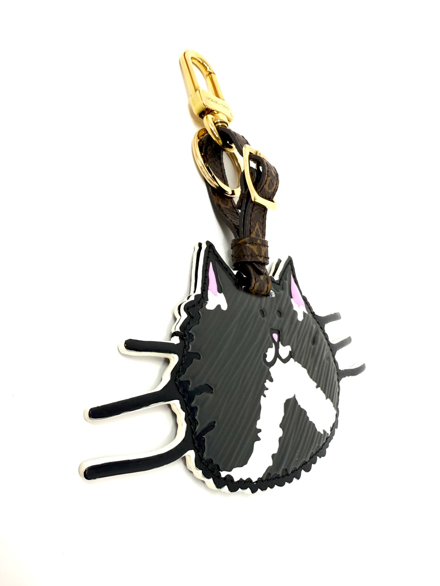 Louis Vuitton x Grace Coddington Catogram Charm Key Holder Gray Whiskers Cat