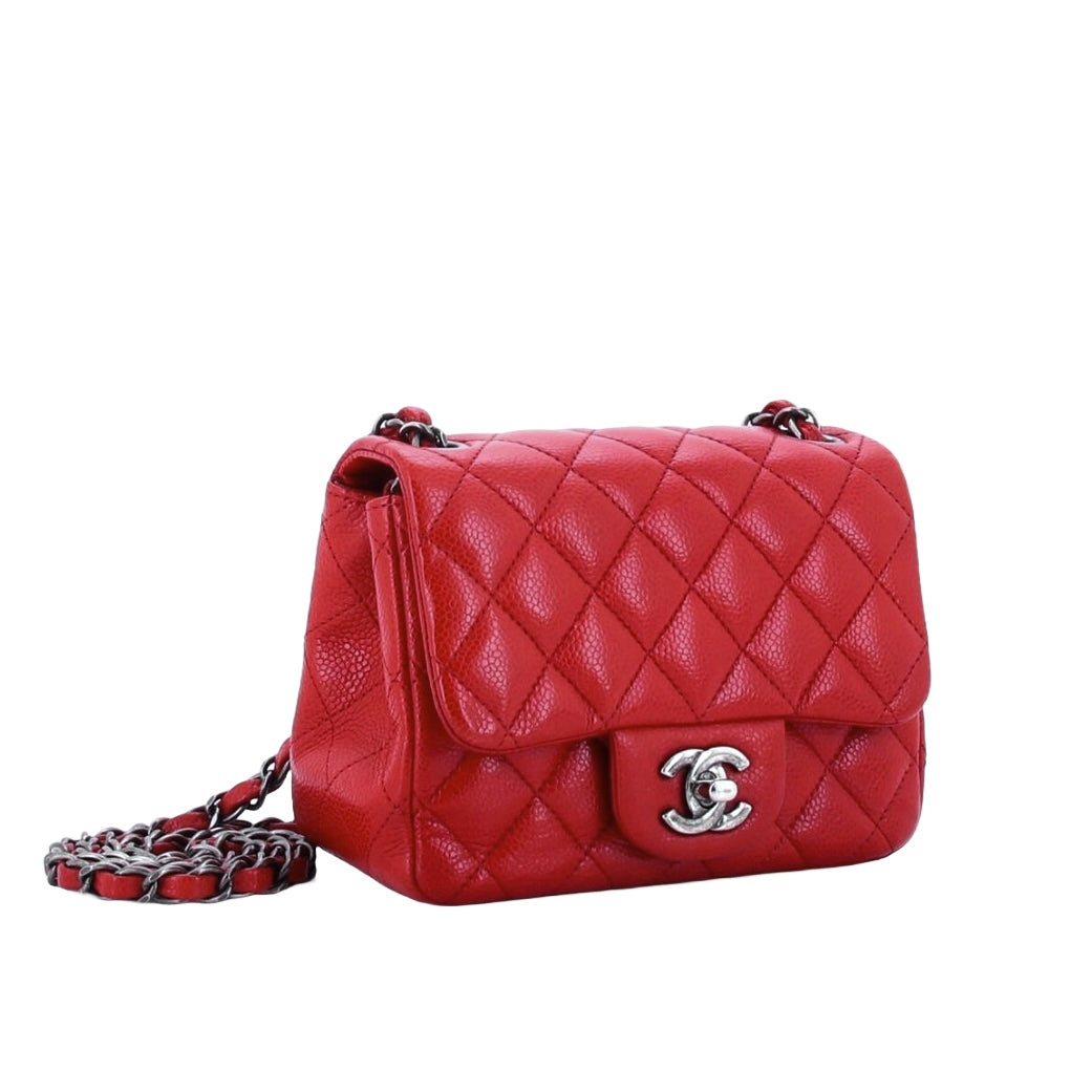 Chanel Classic Flap Quilted Square Mini Red Caviar