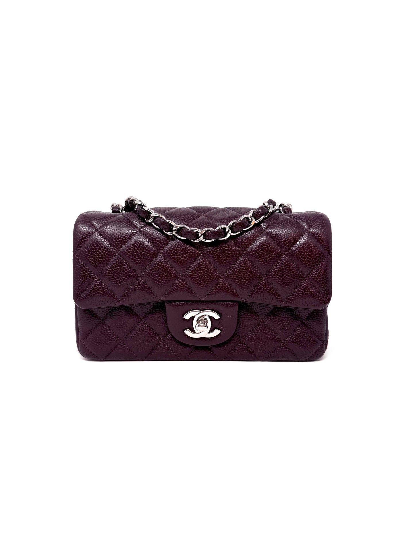 Chanel Caviar Classic Flap Mini Rectangular Burgundy Raisin