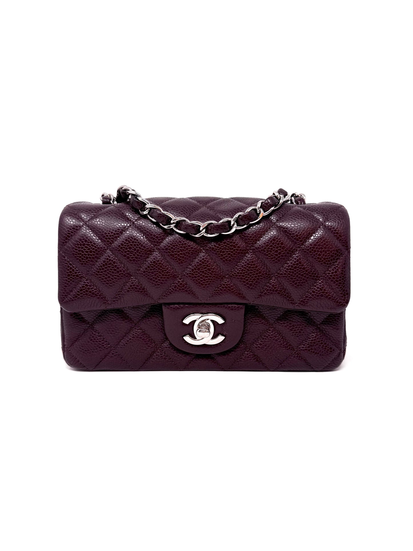 Chanel Caviar Classic Flap Mini Rectangular Burgundy Raisin