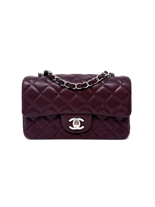 Chanel Caviar Classic Flap Mini Rectangular Burgundy Raisin