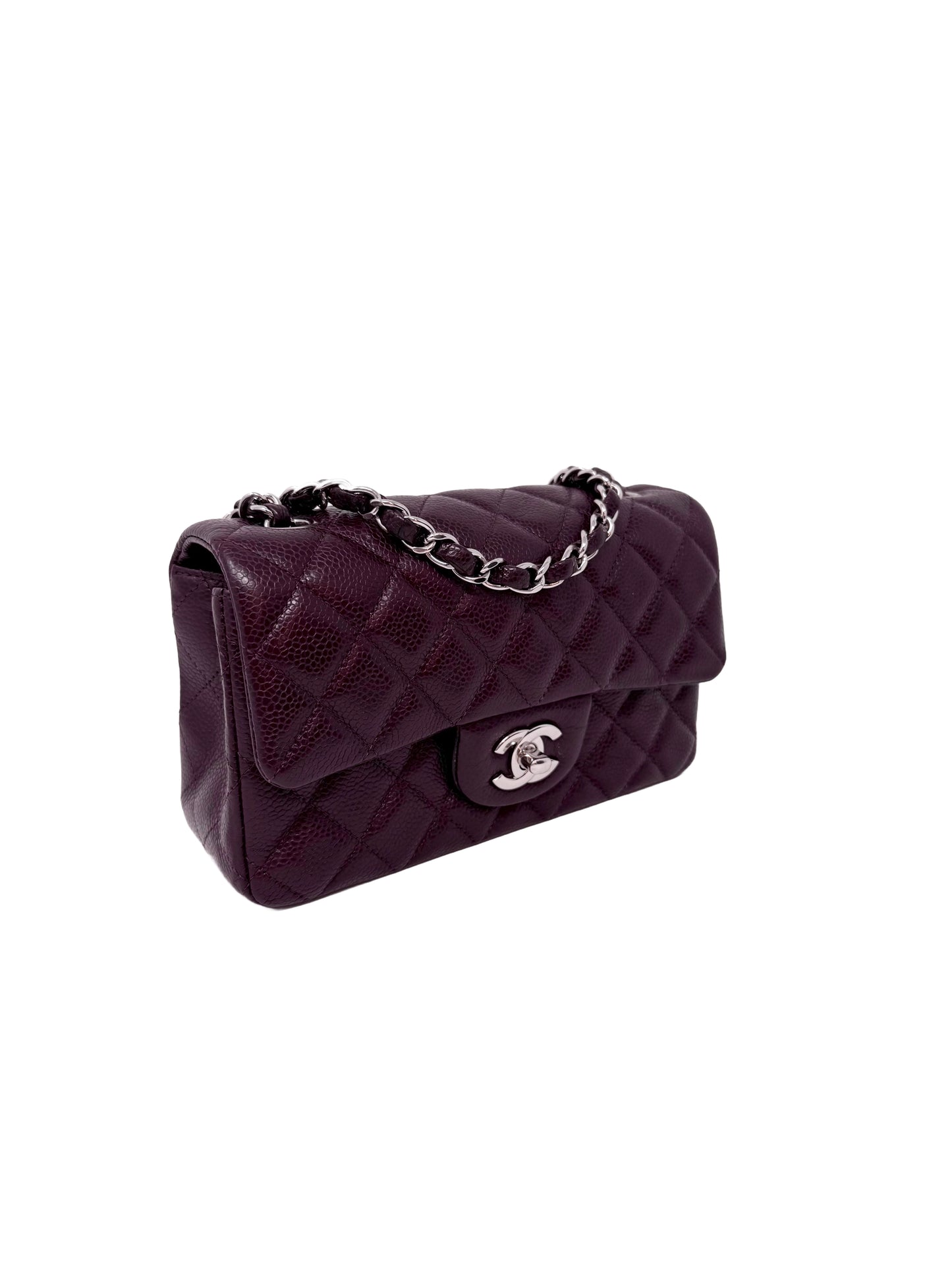 Chanel Caviar Classic Flap Mini Rectangular Burgundy Raisin