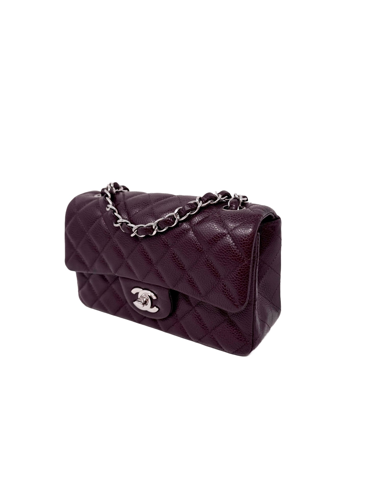 Chanel Caviar Classic Flap Mini Rectangular Burgundy Raisin