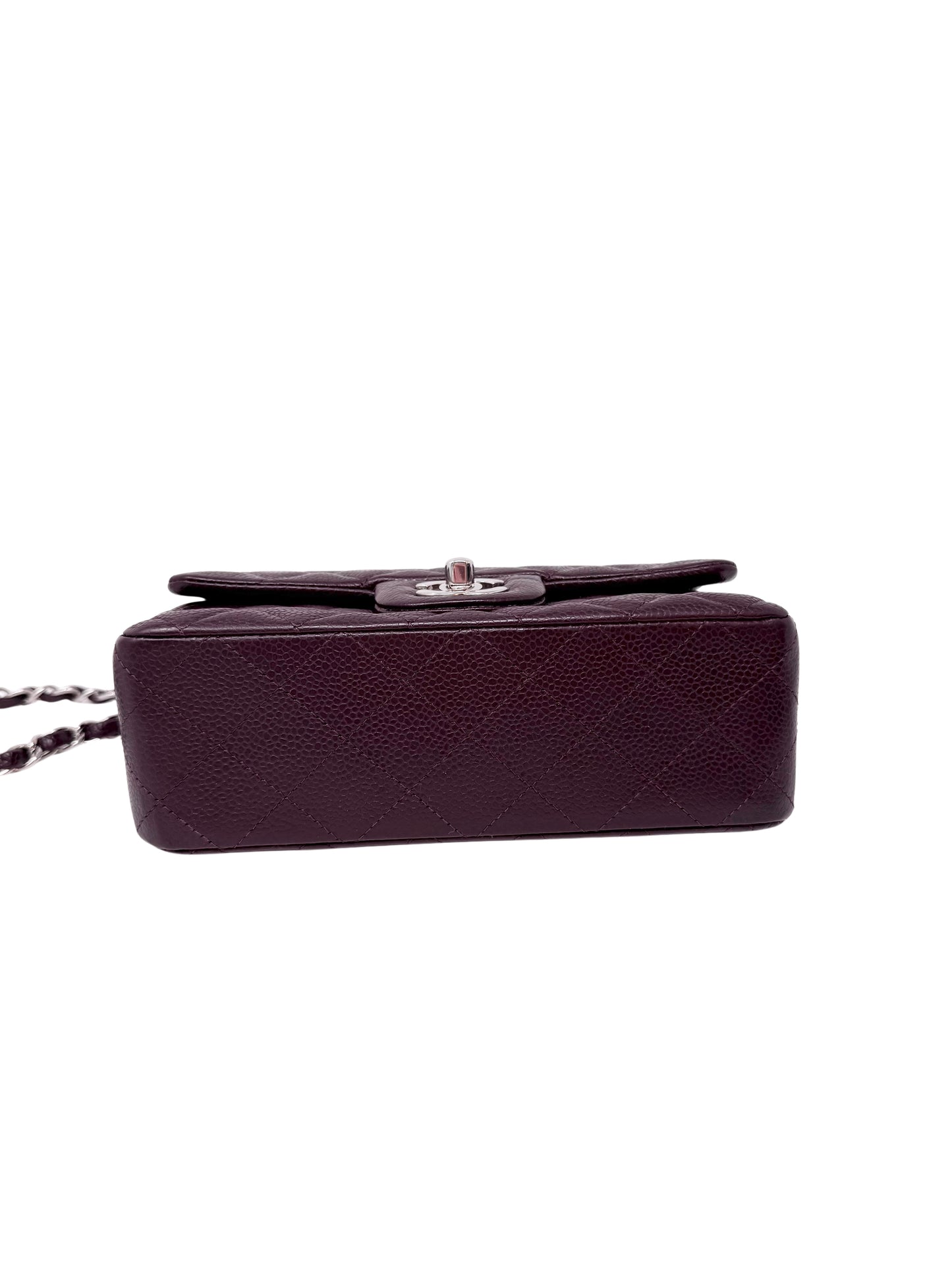 Chanel Caviar Classic Flap Mini Rectangular Burgundy Raisin