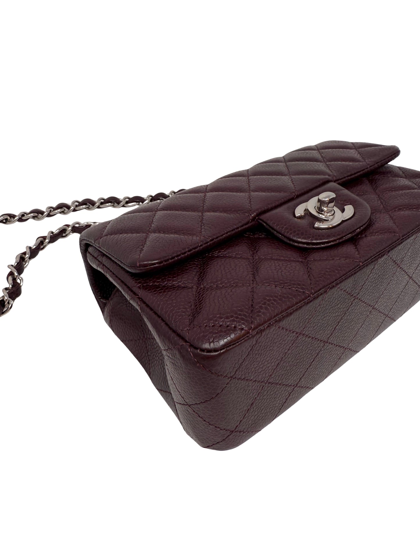 Chanel Caviar Classic Flap Mini Rectangular Burgundy Raisin