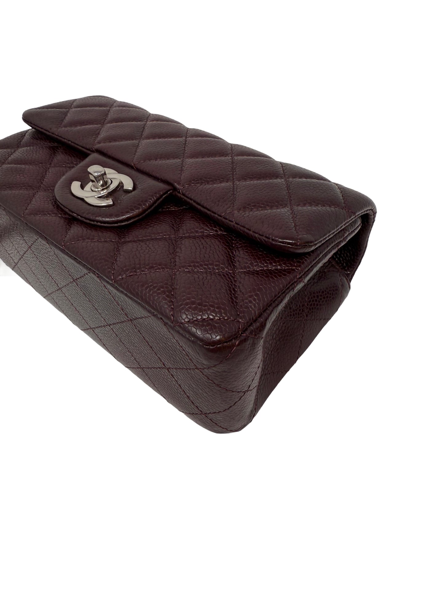 Chanel Caviar Classic Flap Mini Rectangular Burgundy Raisin