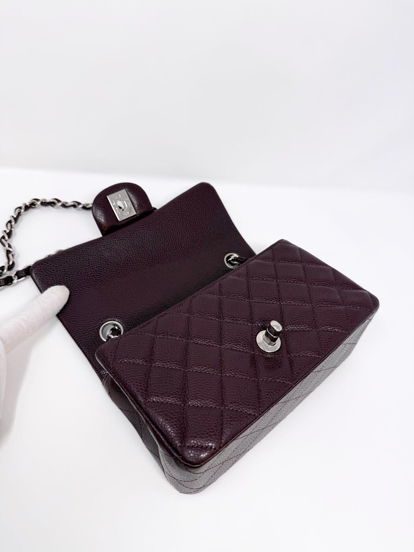 Chanel Caviar Classic Flap Mini Rectangular Burgundy Raisin