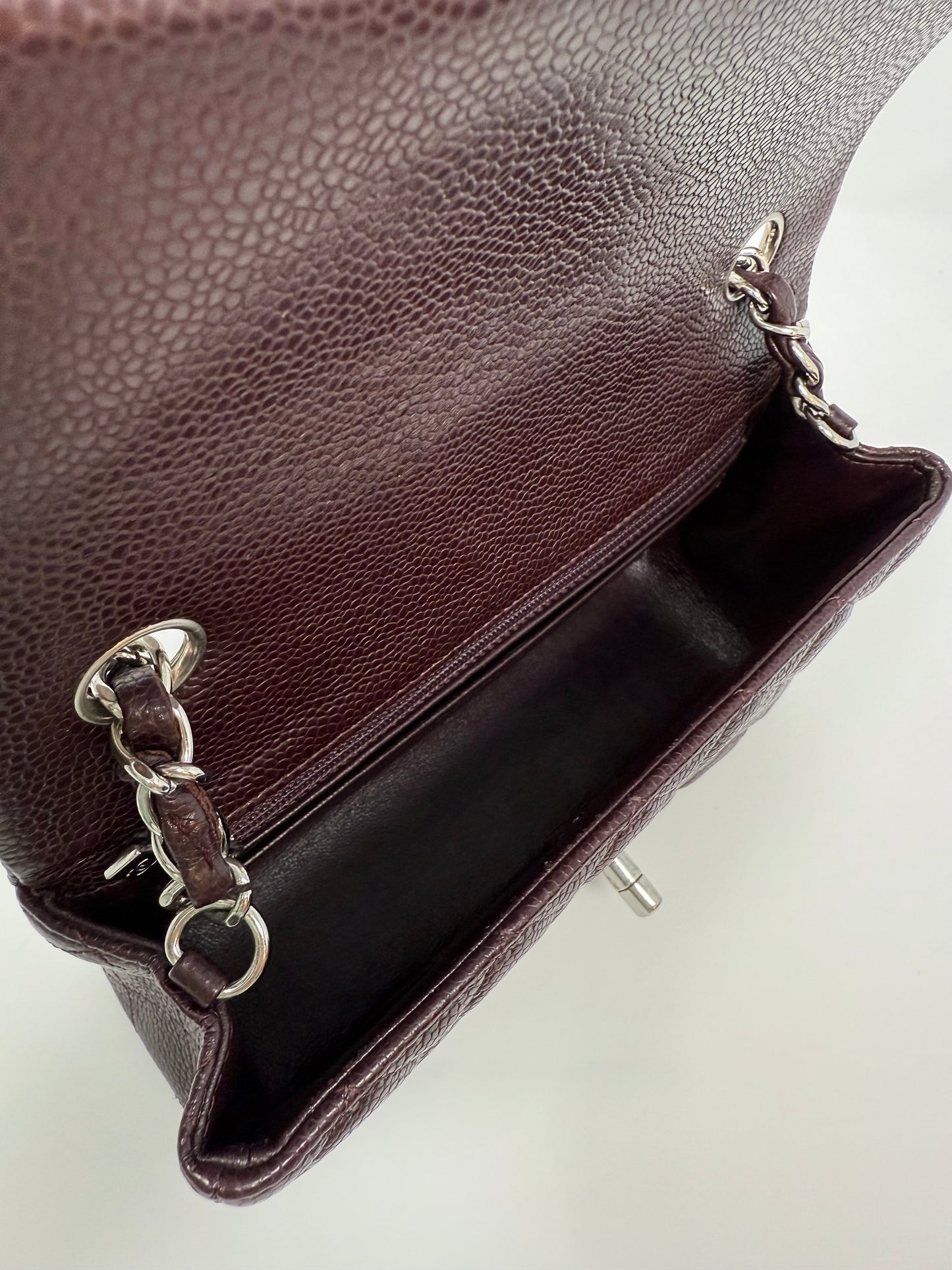 Chanel Caviar Classic Flap Mini Rectangular Burgundy Raisin