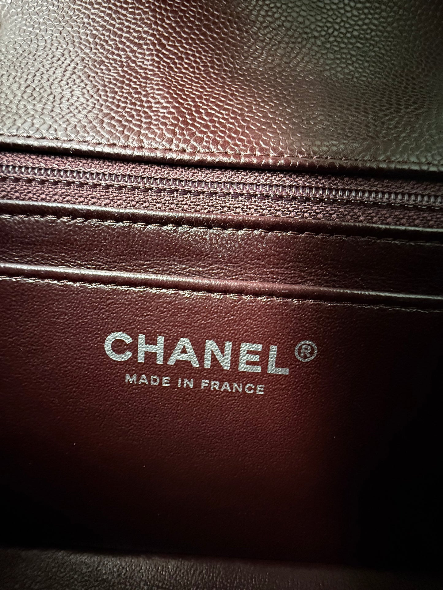 Chanel Caviar Classic Flap Mini Rectangular Burgundy Raisin