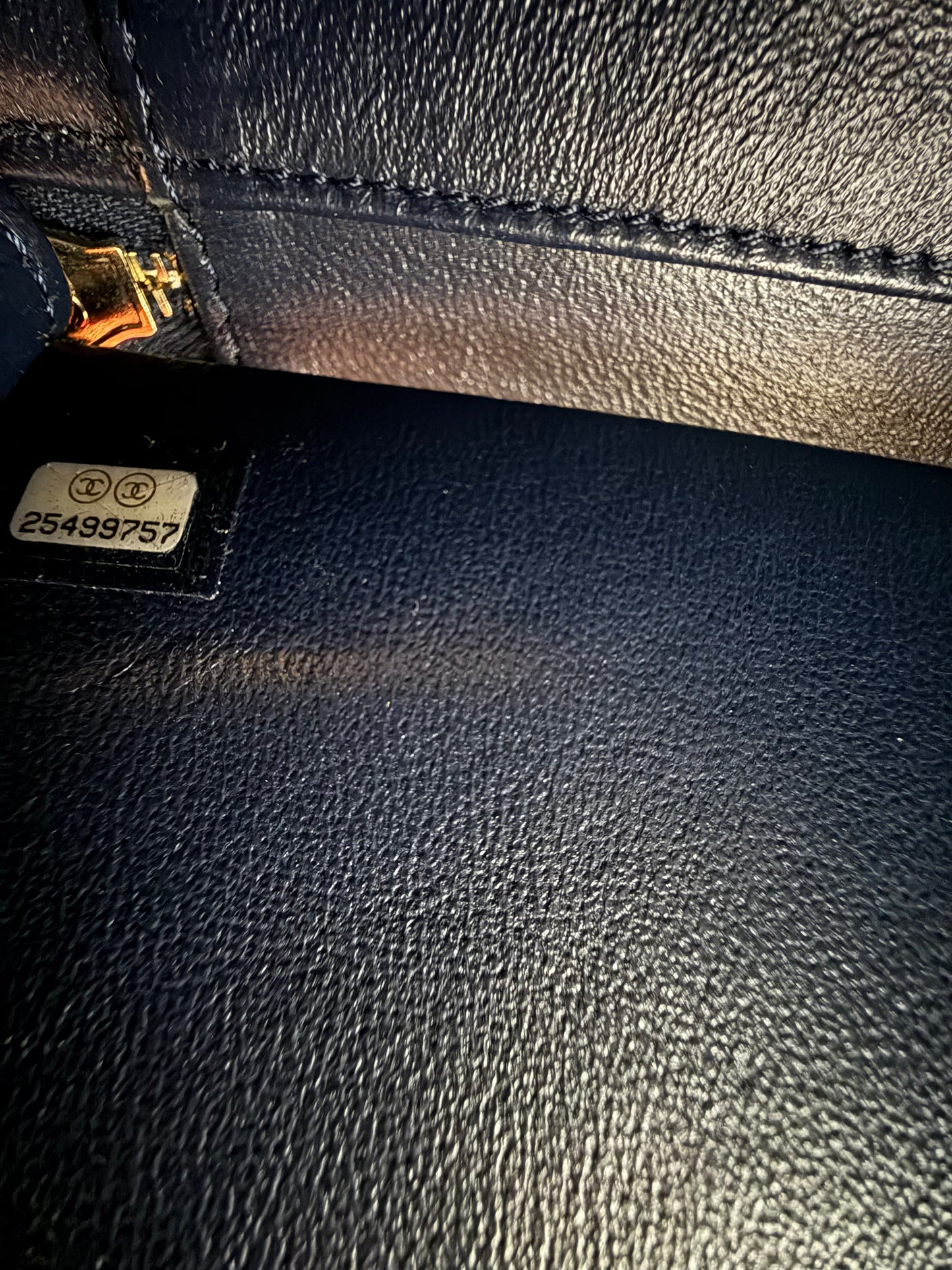 Chanel Small Caviar CC Filigree Vanity Case Navy Blue