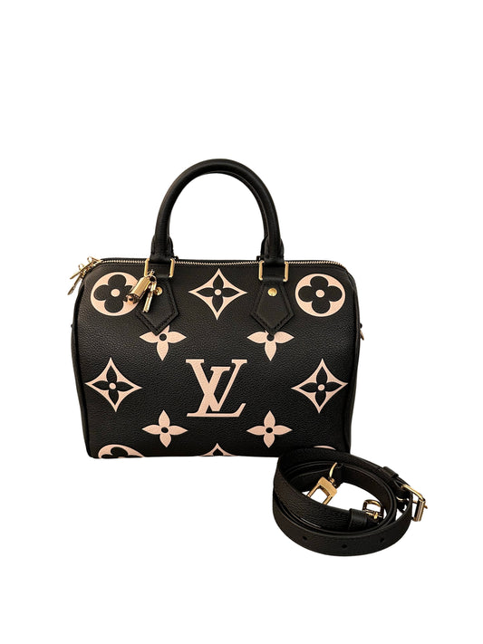 Louis Vuitton Bicolor Speedy Bandouliere 25 Monogram Empreinte Black M58947