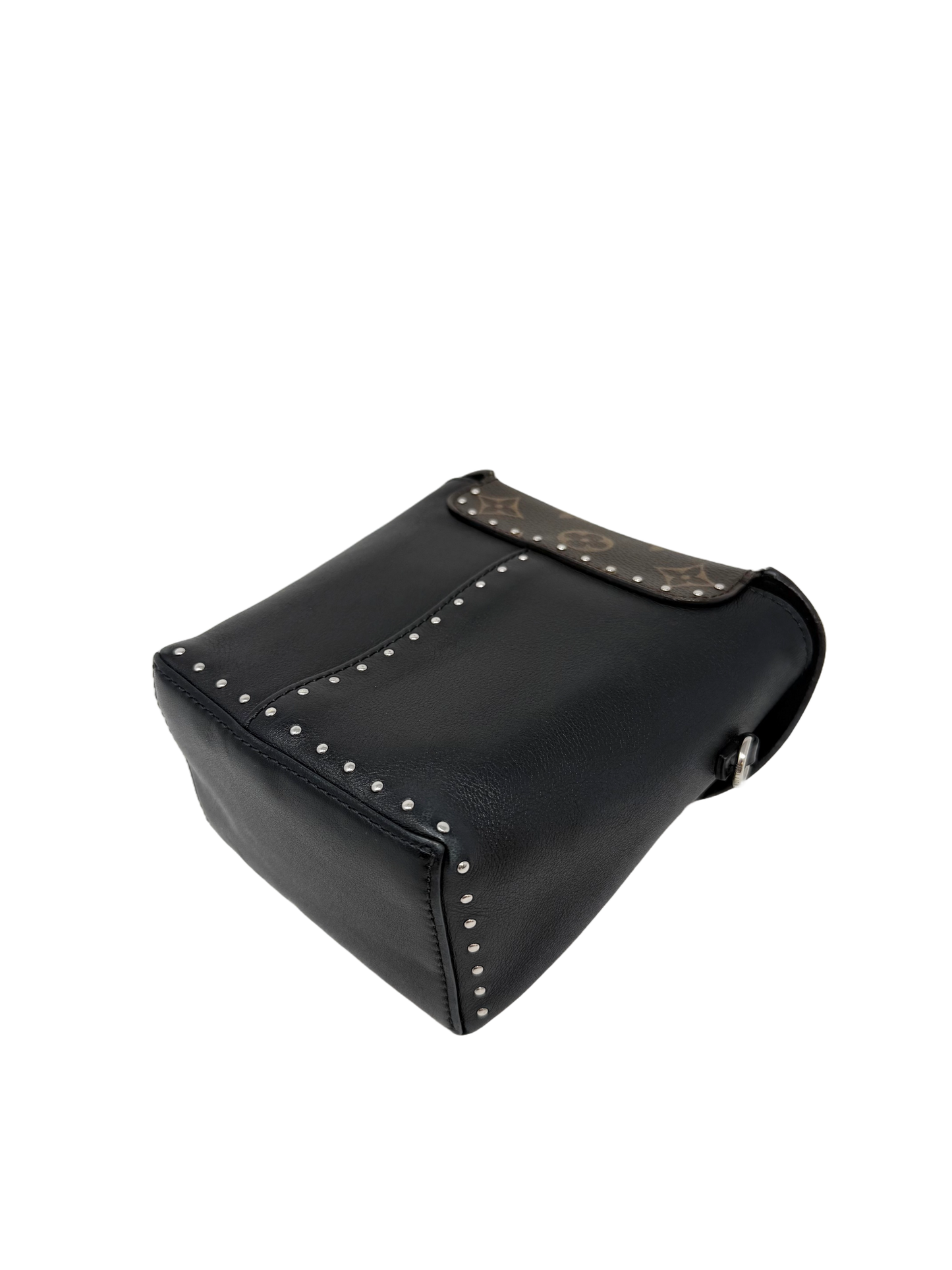 Louis Vuitton Camera Box Trunk Top Handle Studded Black Silver Monogram Canvas