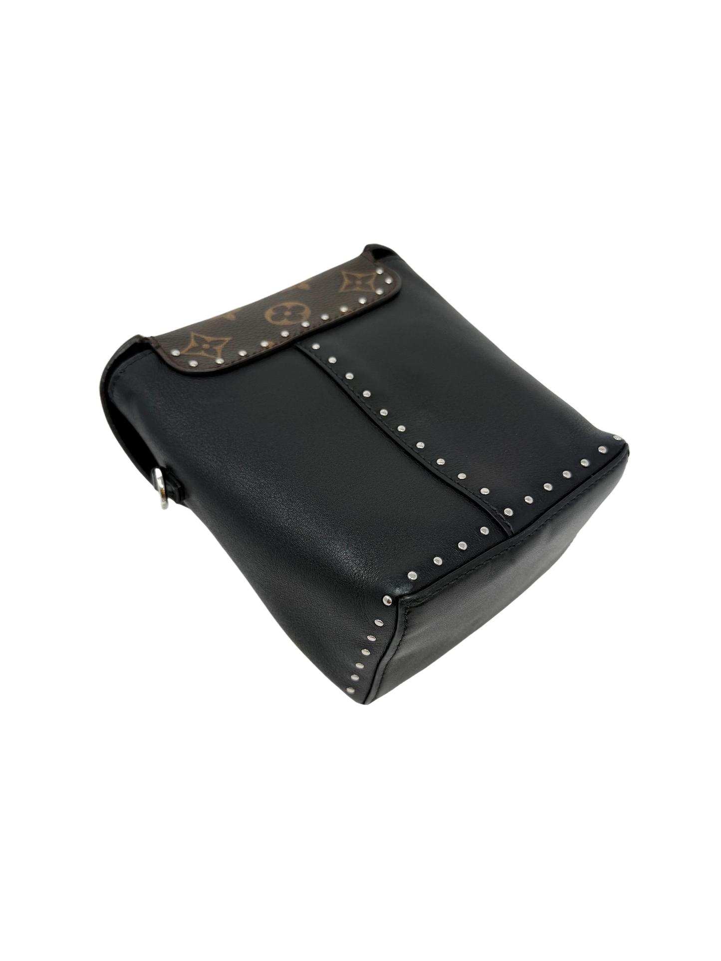 Louis Vuitton Camera Box Trunk Top Handle Studded Black Silver Monogram Canvas