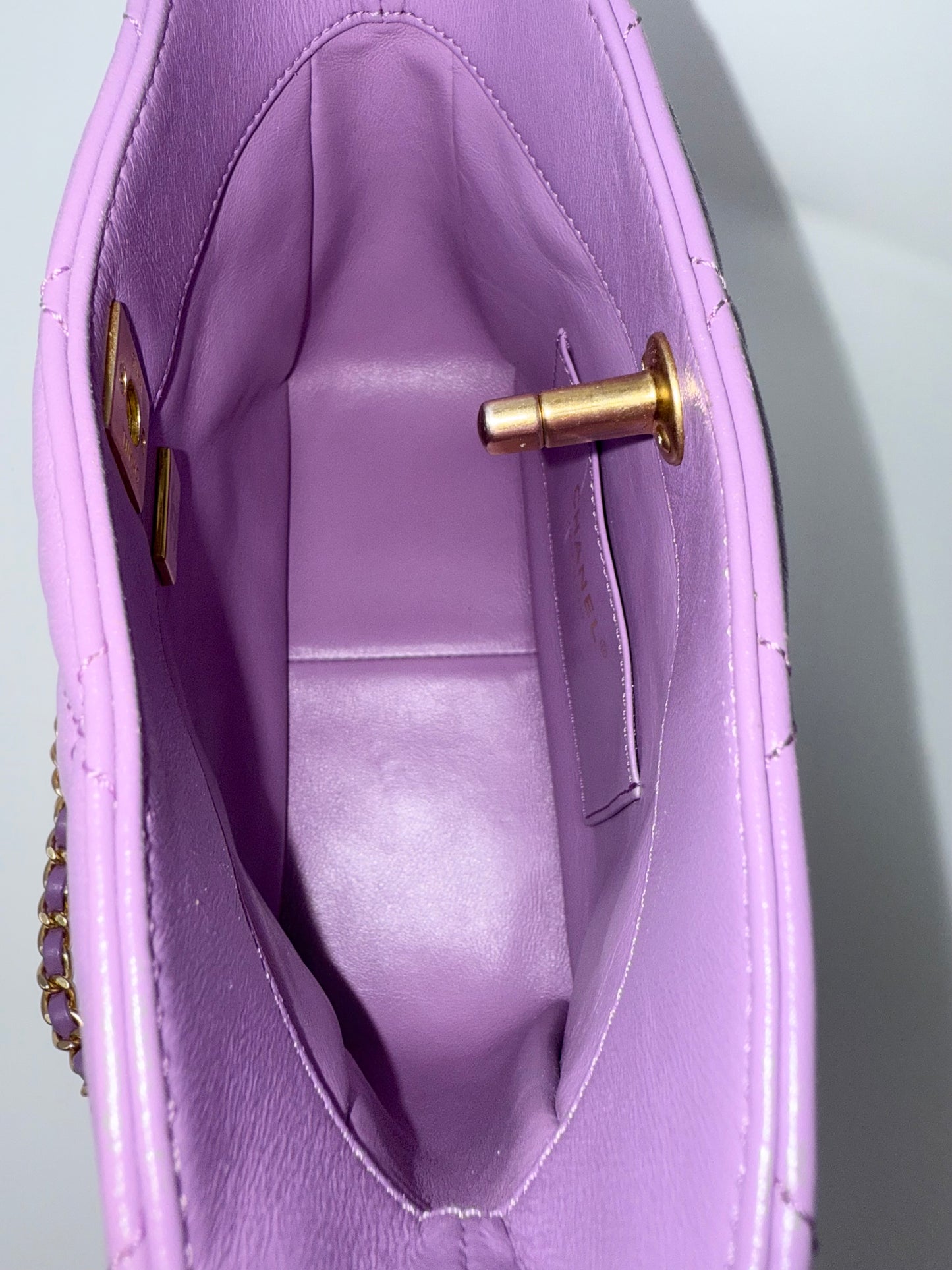 CHANEL Pick Me Up Hobo Small Logo Chain Lambskin Quilted Purple