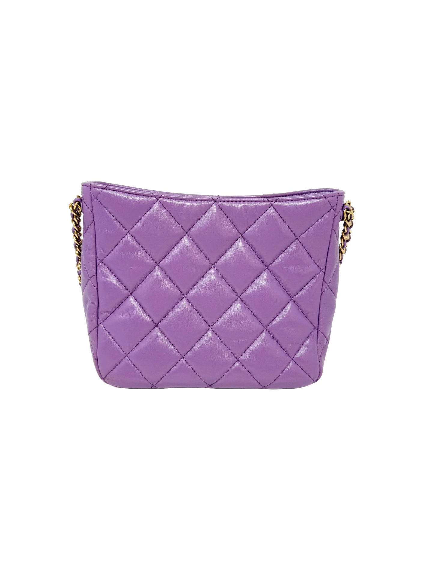 CHANEL Pick Me Up Hobo Small Logo Chain Lambskin Quilted Purple