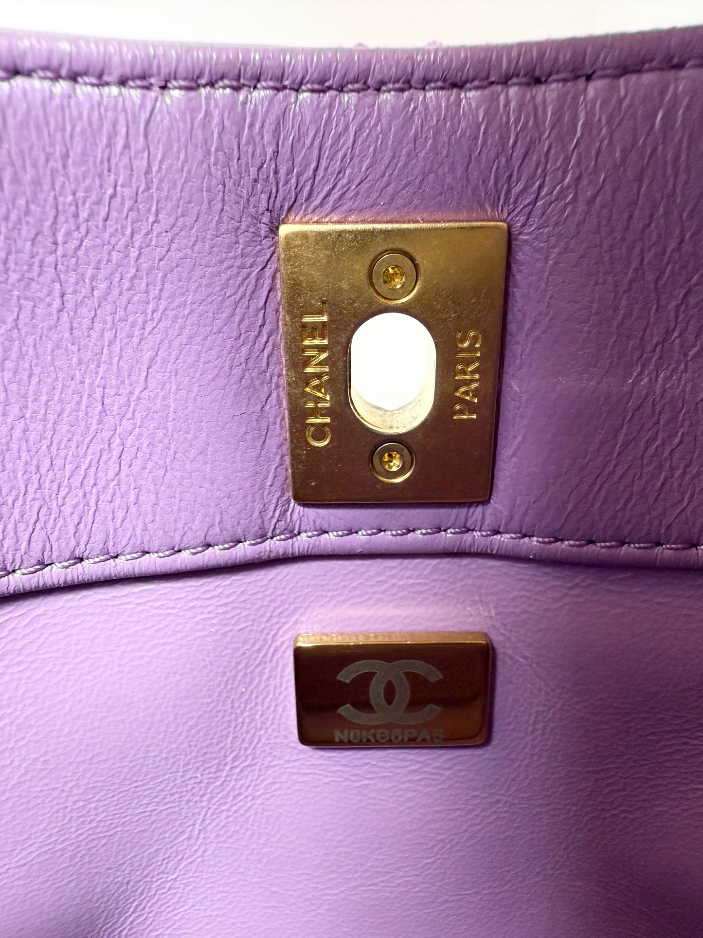 CHANEL Pick Me Up Hobo Small Logo Chain Lambskin Quilted Purple