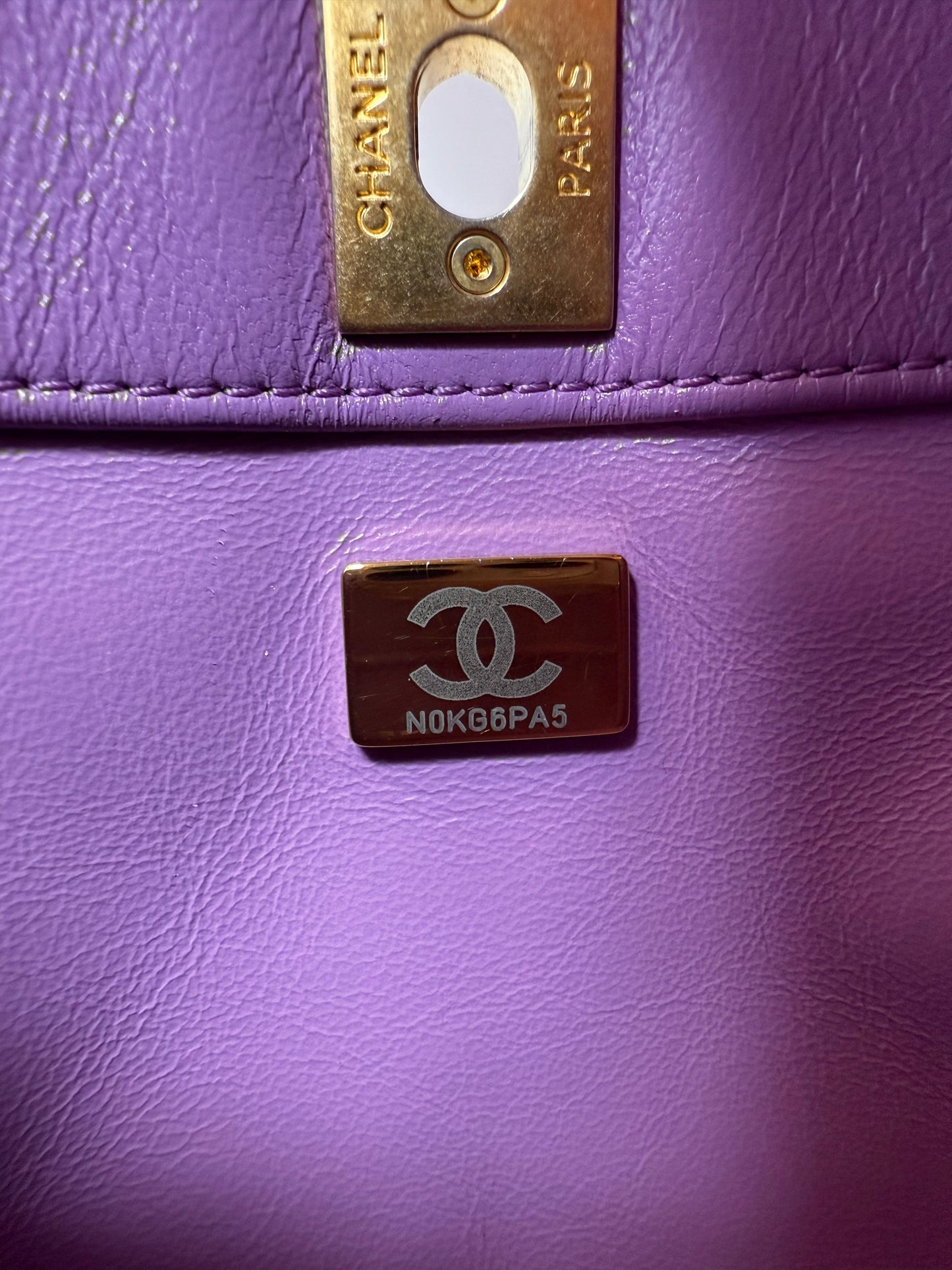 CHANEL Pick Me Up Hobo Small Logo Chain Lambskin Quilted Purple